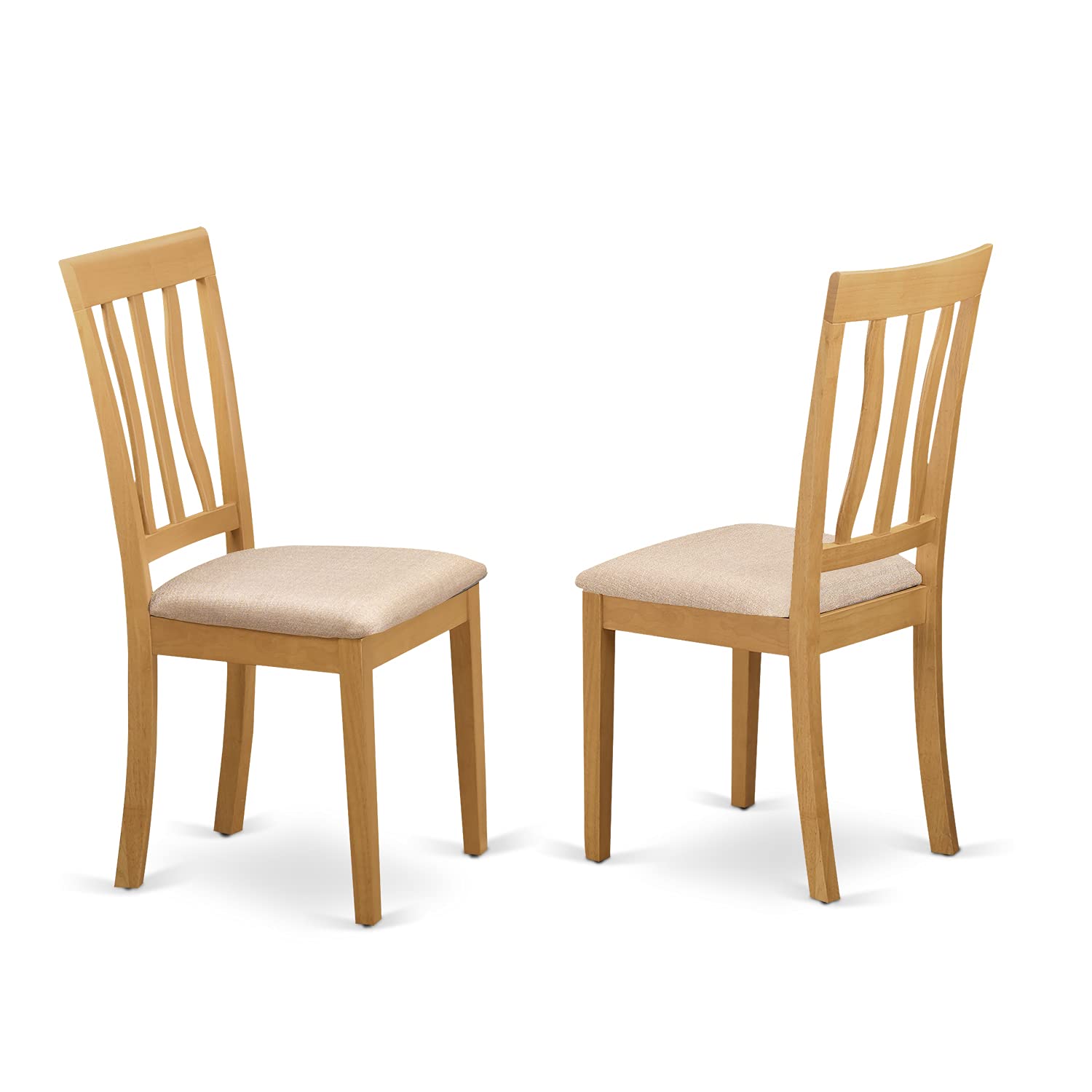 East West Furniture 5-Piece Oak Dining Room Table Set - Round Wooden Table with Pedestal Base & 4 Linen Upholstered Chairs, 36x36 Inch - Perfect for Small Kitchens, Breakfast Nooks & Cozy Dining Spaces