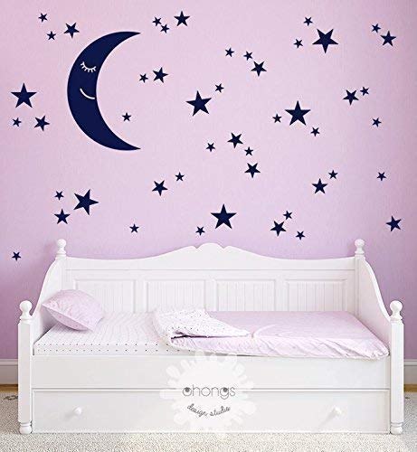 Moon & Stars Wall Decal for Kids Room & Nursery Decor