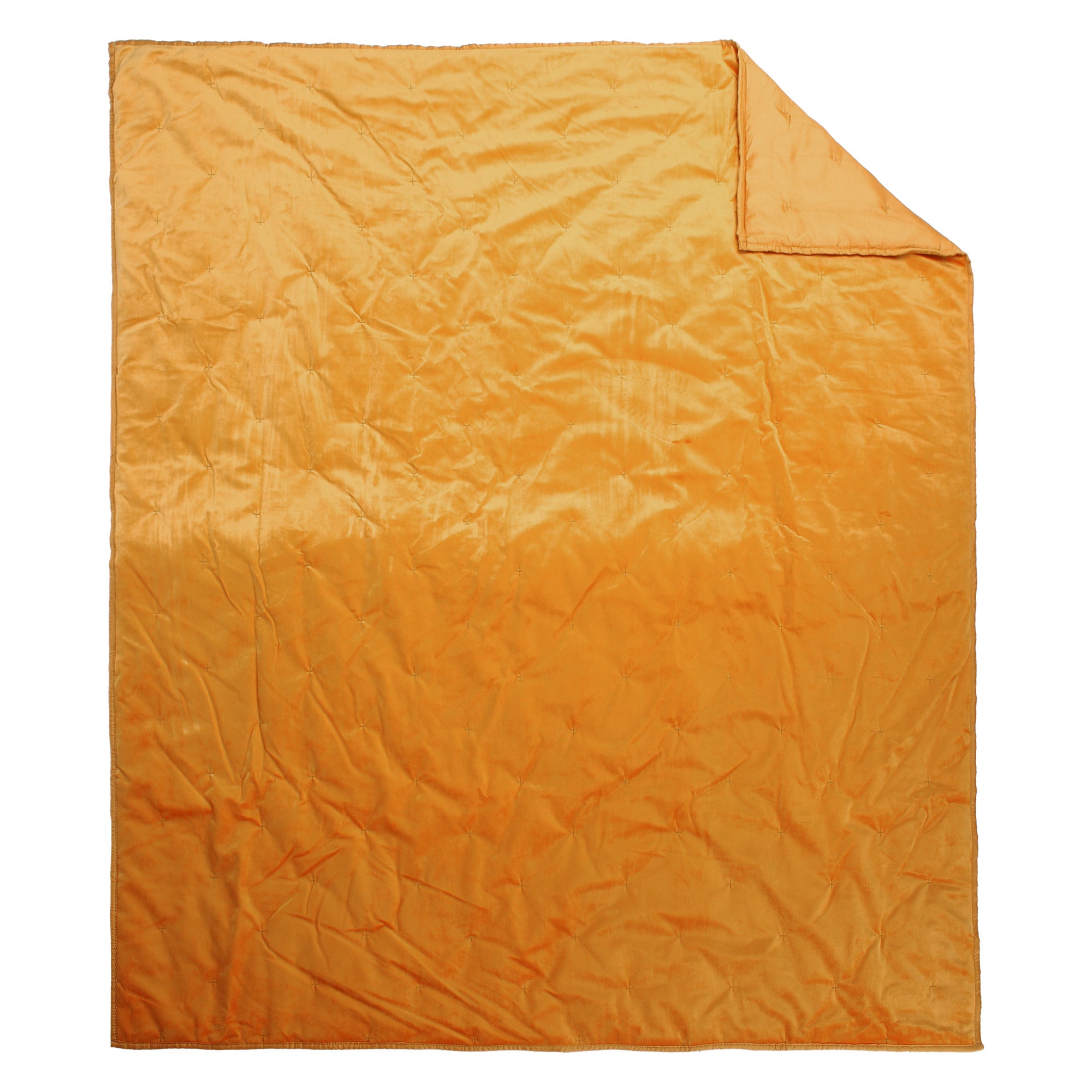 BH Calabria Velvet Ochre Quilted Throw Blanket - Soft Luxurious Bedspread for Couch, Sofa & Bed - Cozy Home Decor for Living Room, Bedroom & Dorm