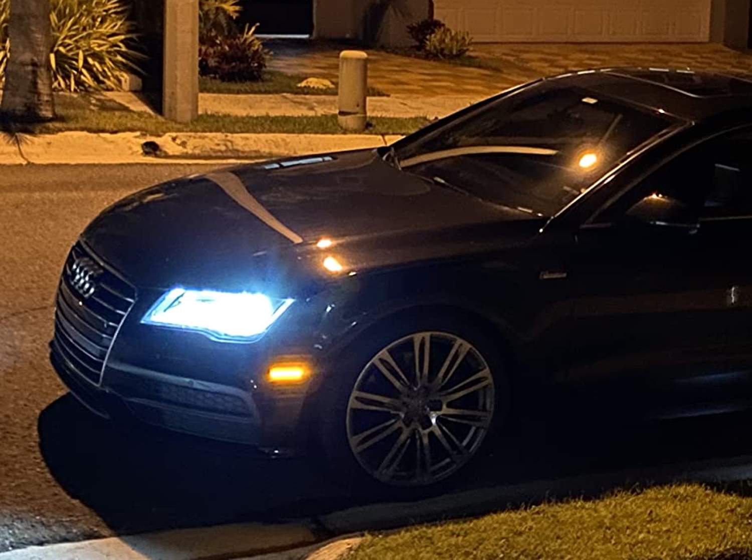 12-18 Audi A7 S7 RS7 Dark Smoked Lens Amber/Red LED Side Marker Lights - Enhanced Visibility & Style for Night Driving & Custom Car Mods