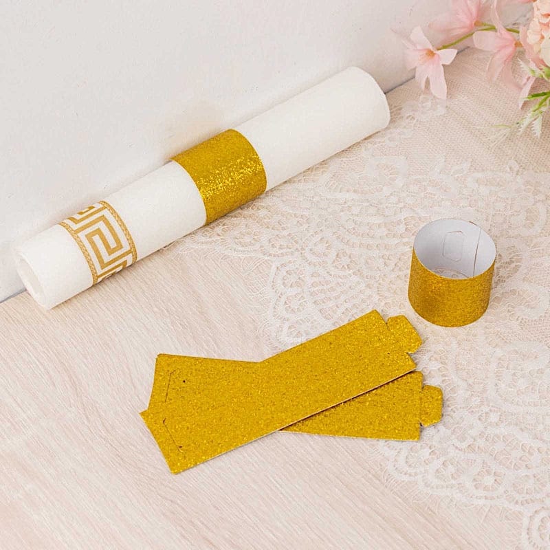 50 Pack Disposable Glitter Napkin Rings for Wedding, Party, Baby Shower & Holiday Table Decor - Gold & Silver Elegant Napkin Holders