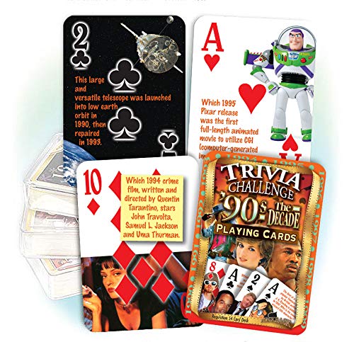 1990s Trivia Playing Cards - Fun Nostalgic Gift for 35th or 30th Birthday Party Games, Family Game Night & 90s Themed Events