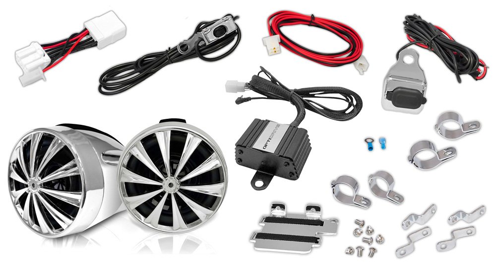Lanzar 700W Waterproof Motorcycle Speaker System - 3 Inch Weatherproof Speakers with AUX Input, Handlebar Mount Stereo Audio Receiver Kit for ATV, Motorbike - Perfect for Outdoor Adventures, Road Trips and Off-Road Riding