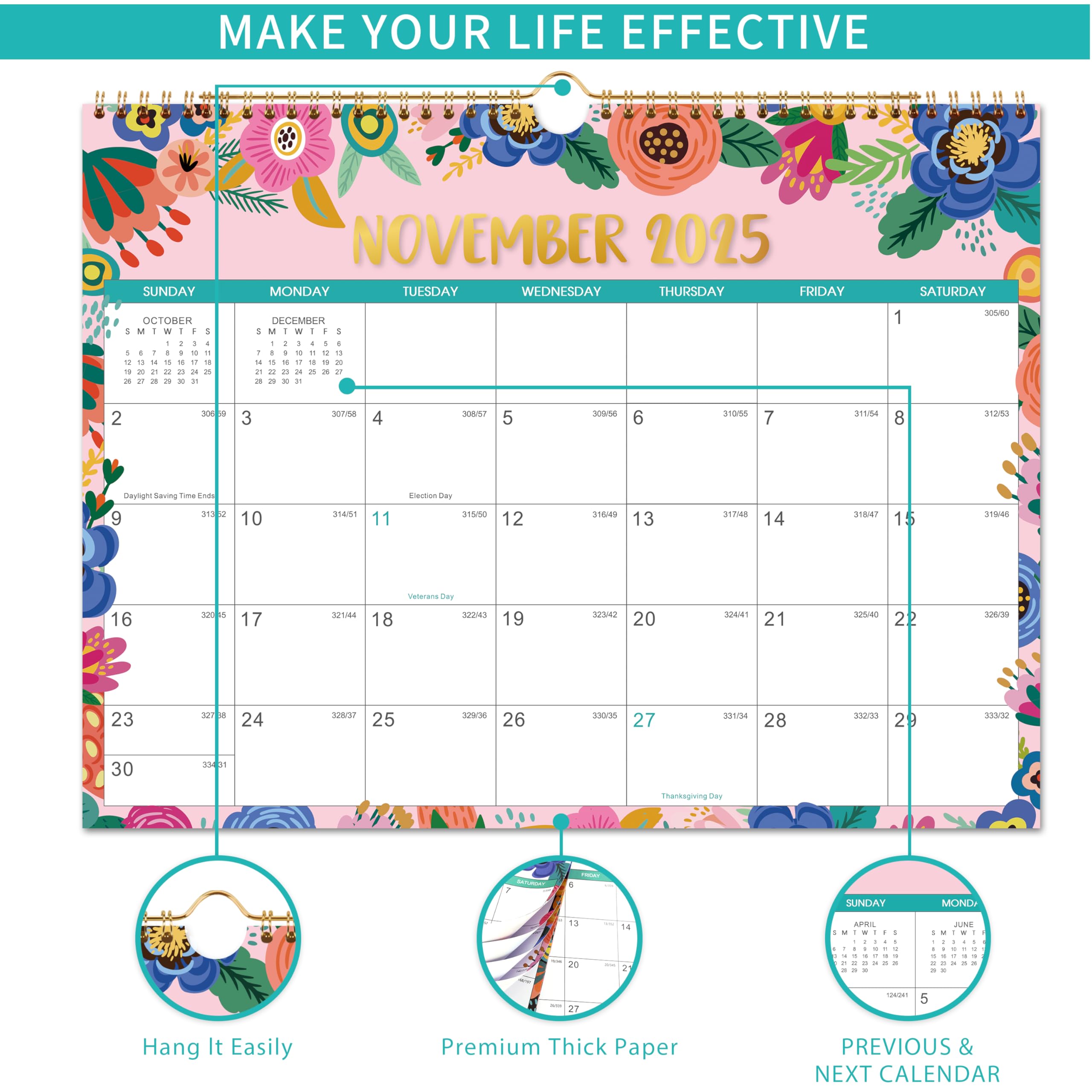 2025-2026 Monthly Wall Calendar - 18 Months (July 2025 to December 2026), 15