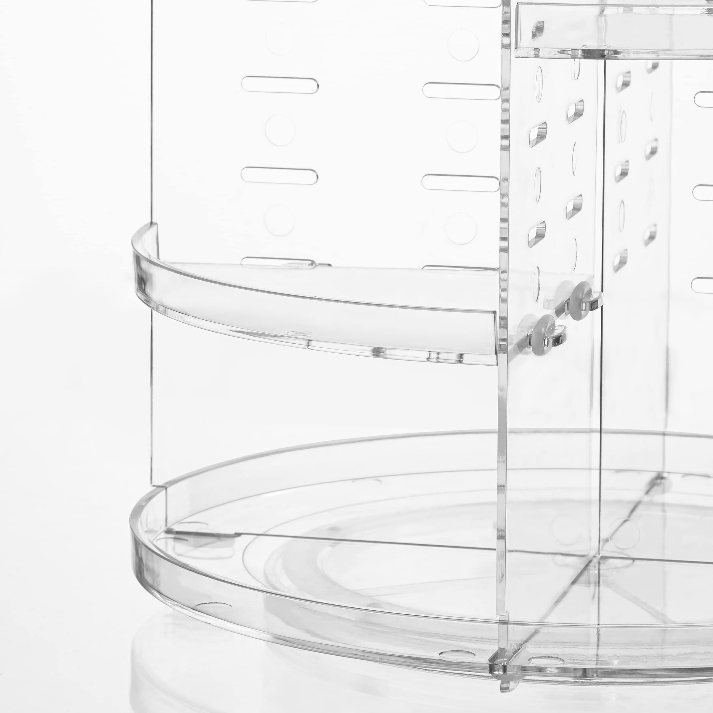 360° Rotating Makeup Organizer - Large Capacity Adjustable Cosmetic & Skincare Display Stand with Spinning Base - Clear Acrylic Vanity Organizer for Perfumes, Brushes, Makeup (Perfect for Bathroom Countertops & Dressing Tables)