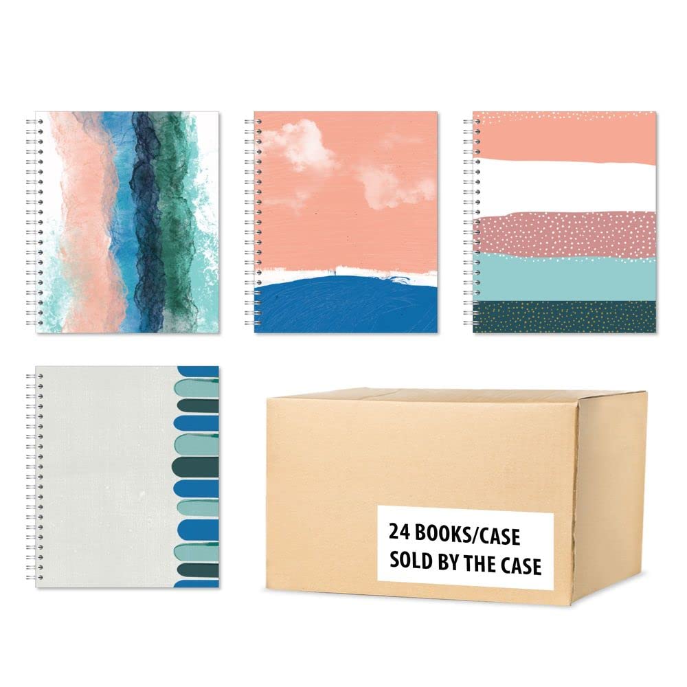 24 Pack Large Spiral Bound Notebooks - 9”x11” College Ruled, 70 Sheets (140 Pages) | 100% Recycled Paper, Vegan, Eco-Friendly | 4 Stylish Cover Designs | Made in USA | Perfect for School, Office & Journaling (12600cs)