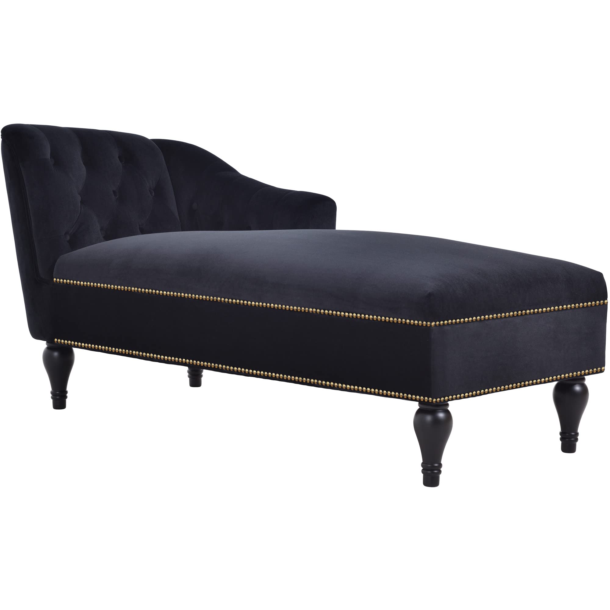 Velvet Upholstered Chaise Lounge Chair - Modern Corner Sofa Bed for Living Room, Bedroom & Office - Small Space Furniture for Apartments (Black) | Perfect for Relaxing, Reading & Napping