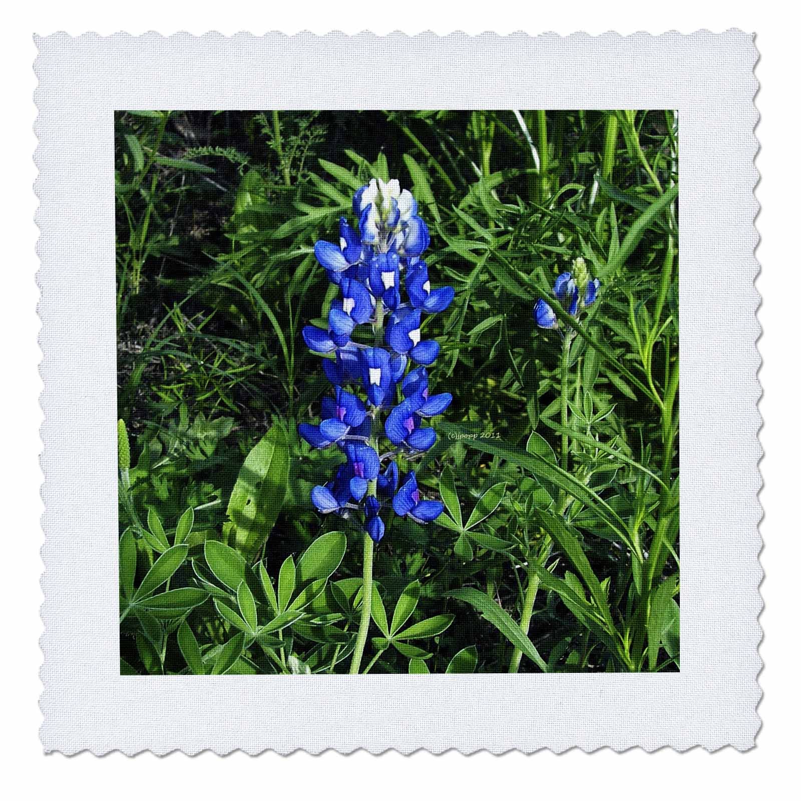 3D Rose Bluebonnet Quilt Square - 10x10 Inch Cotton Fabric Patchwork for DIY Quilting, Sewing & Home Decor - Perfect for Quilt Blocks, Wall Hangings & Craft Projects