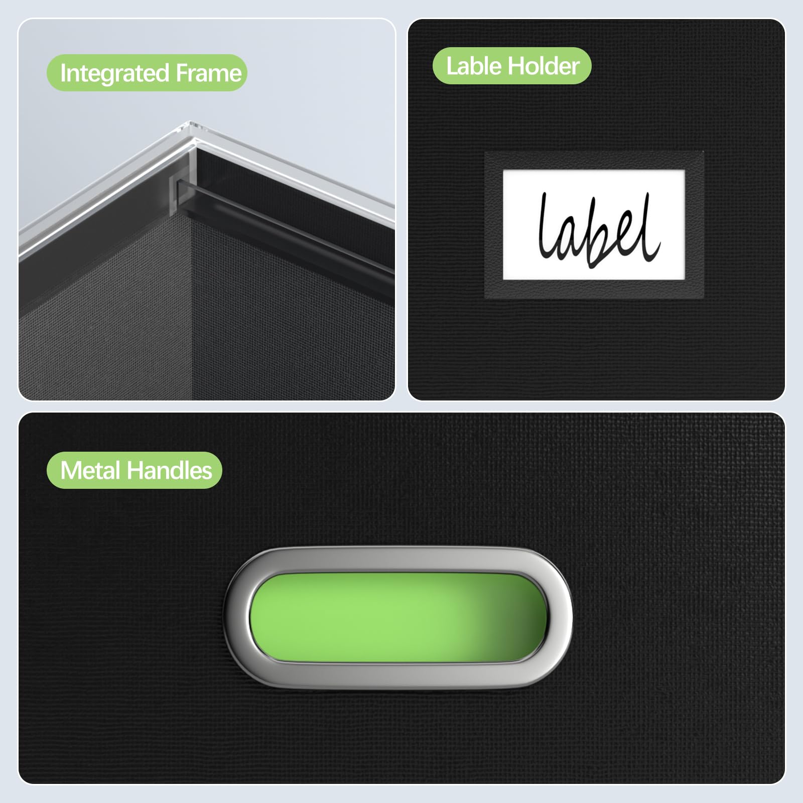 3-Pack Black Hanging File Organizer Box with Lid - 13.2 x 10.1 x 10.1 Inch Decorative Storage Box for Office, Home, or School - Durable Plastic Frame File Box for Documents, Papers, and Folders