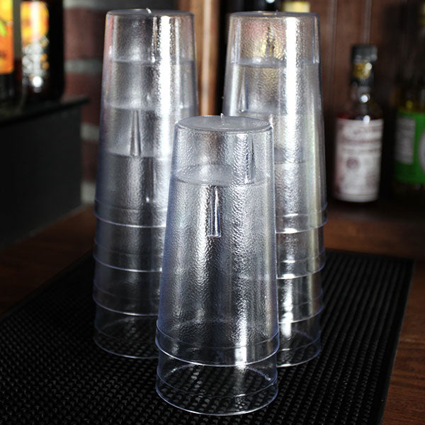 BarConic® Clear Stackable Pebbled Tumblers - 16oz Shatterproof Plastic Drinking Glasses for Parties, Picnics & Outdoor Events - Set of 6 BPA-Free Cups