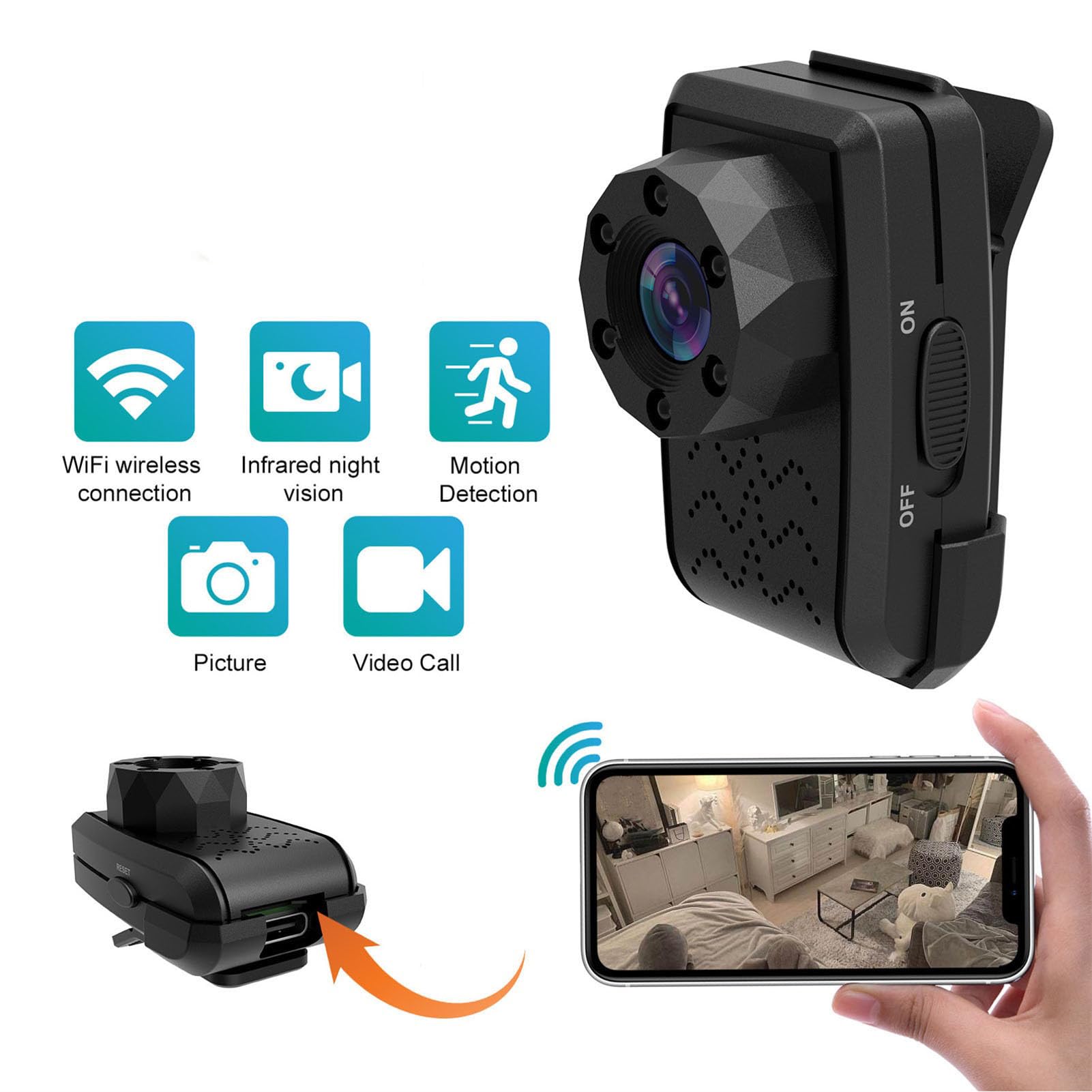Mini Wireless WiFi Camera - HD 1080P, Infrared Night Vision, 2-Way Audio, Remote APP Control for Indoor/Outdoor Security - Perfect for Home Monitoring, Baby/Pet Watching, and Office Surveillance