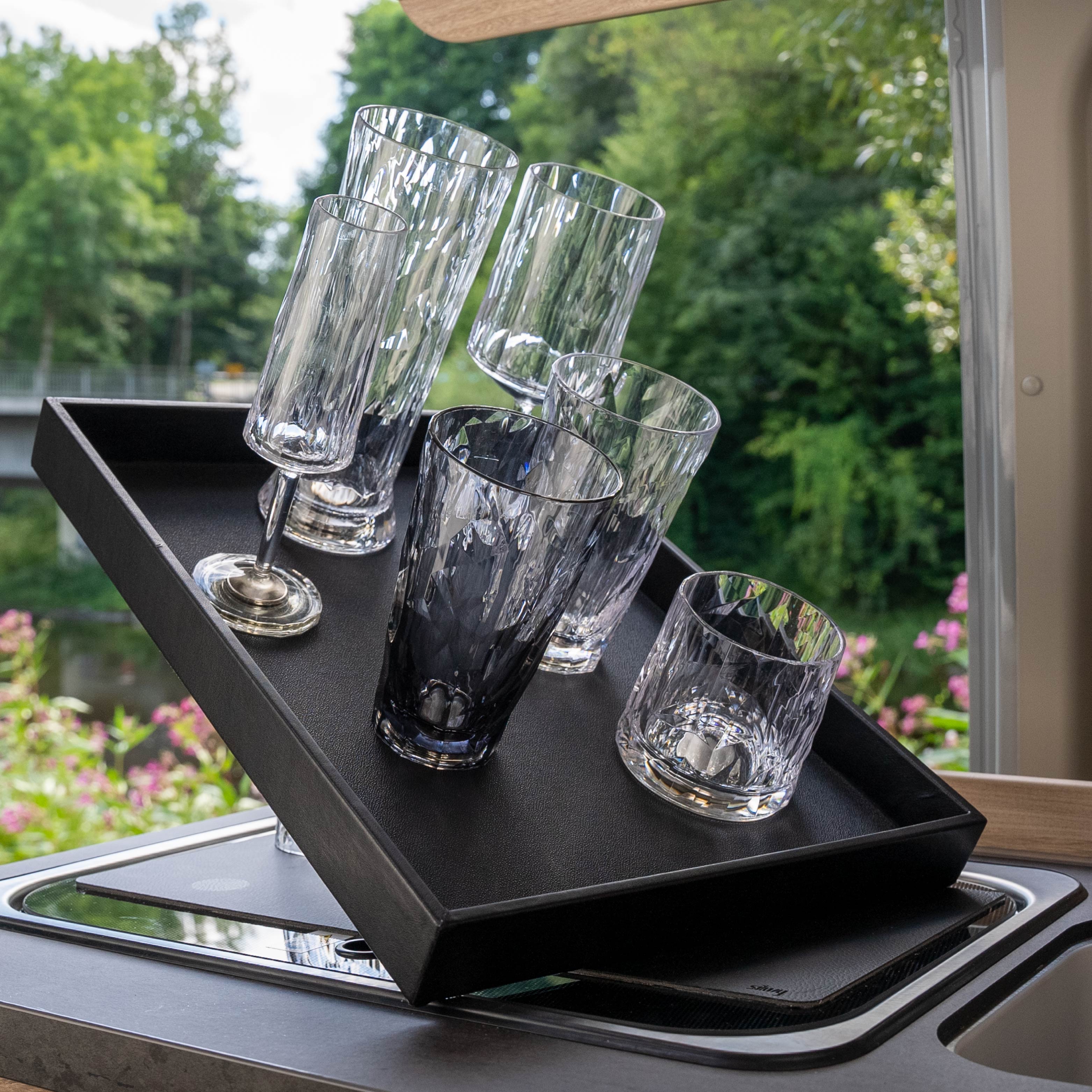 Metal Tray in Leather Look - Black | Stylish Serving Tray for Dining, Coffee Table Decor & Gift Ideas