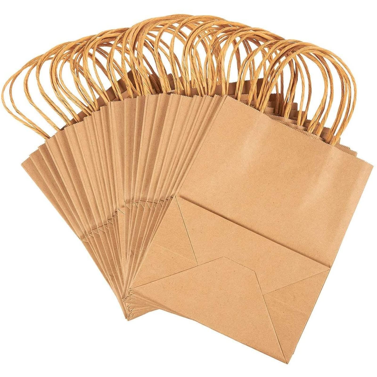 Juvale 24-Pack Medium Kraft Paper Gift Bags with Handles - Eco-Friendly Party Favor Bags for Birthdays, Weddings, Baby Showers & Retail Packaging - Perfect for Gifts, Shopping & Special Occasions