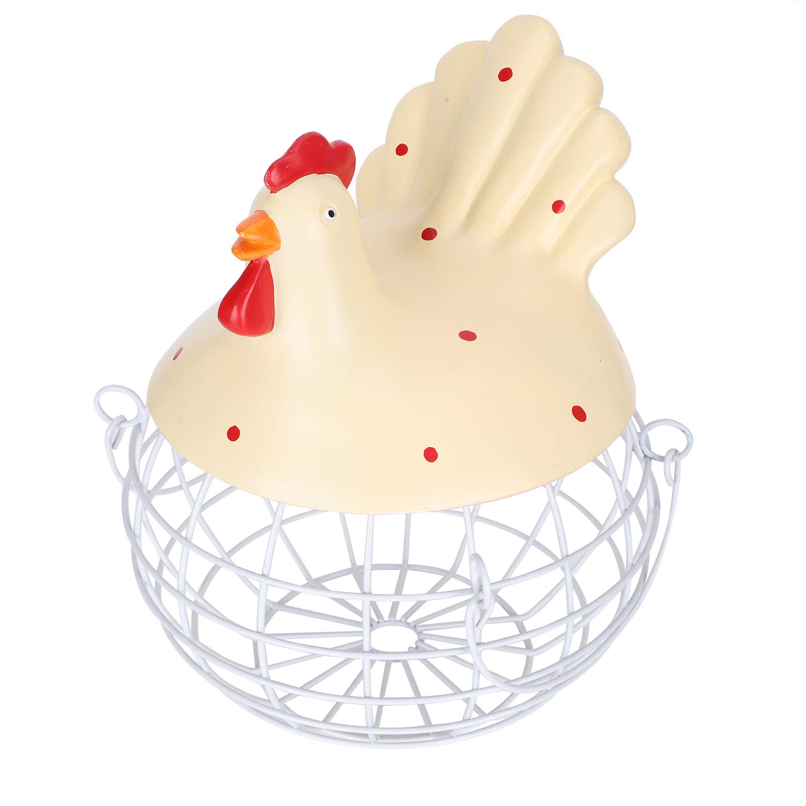 POCREATION Yellow Iron Woven Chicken-Shaped Egg Basket - Farm Fresh Egg Collector, Kitchen Decor Organizer & Storage Holder - Perfect for Farmhouse, Country Kitchen & Easter Decorations