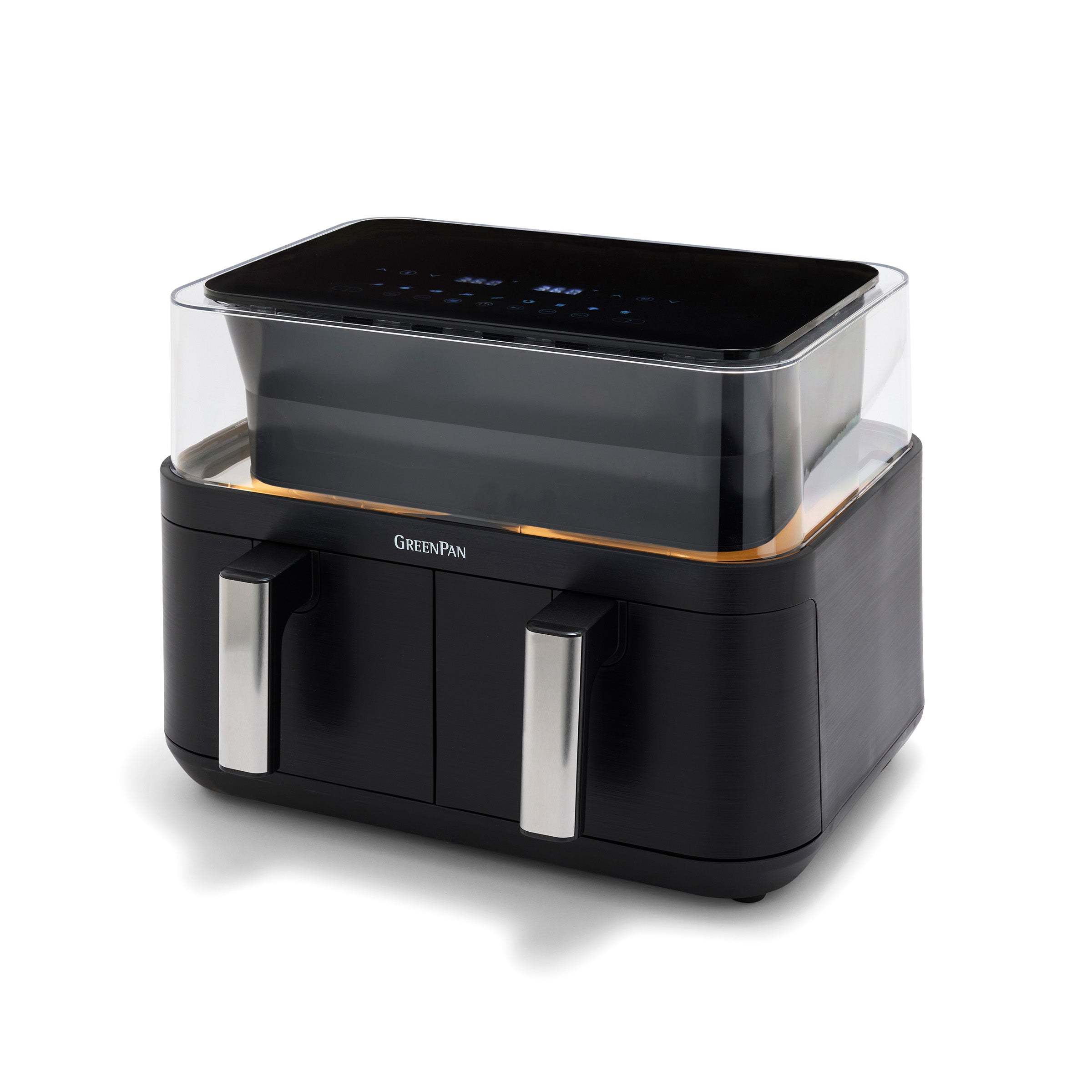 Bistro 10 Quart 360˚ Clear View Double Air Fryer - Large Capacity, Digital Touchscreen, Healthy Cooking for Family Meals, Snacks & Party Foods | Perfect for Roasting, Baking, Grilling & Reheating