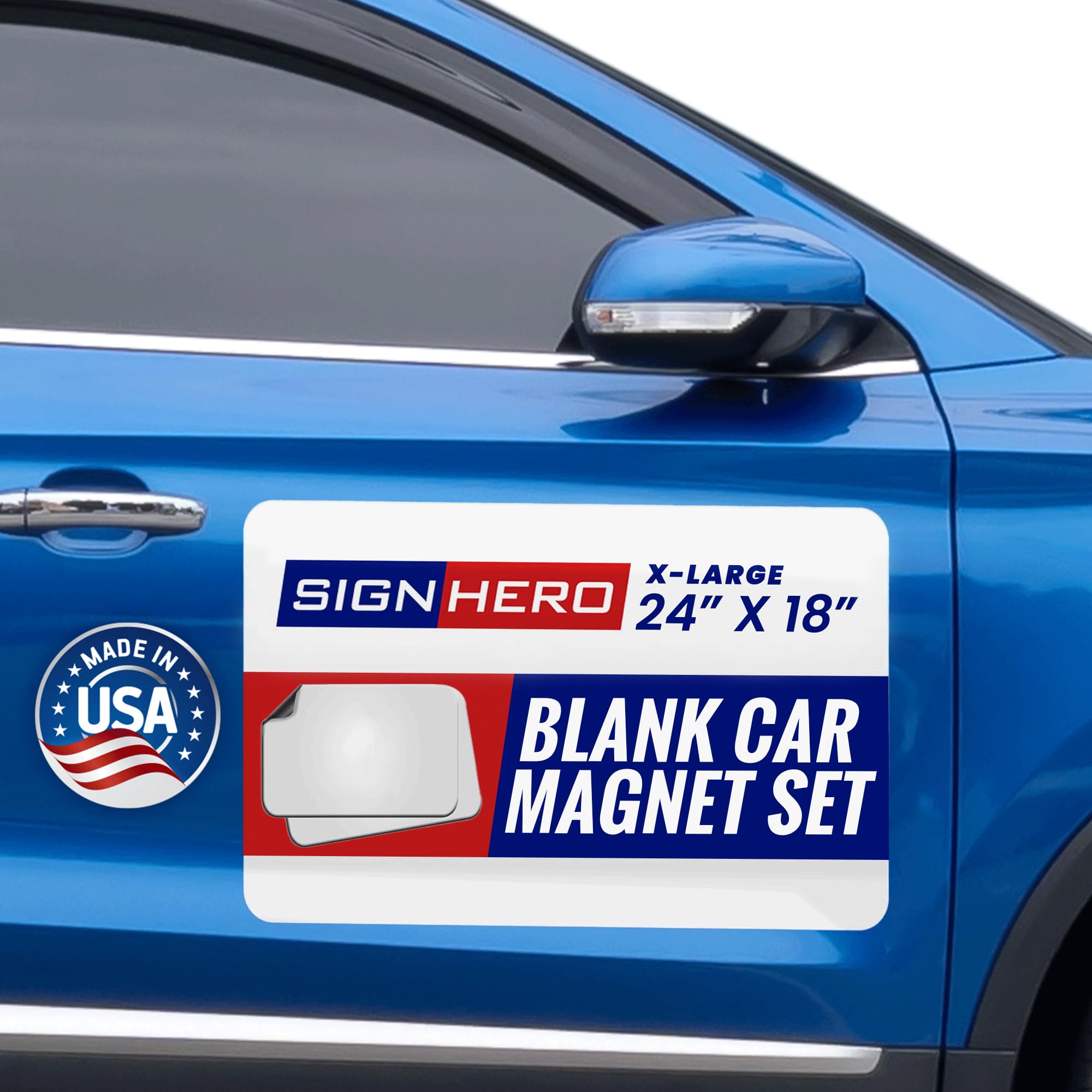 Premium Blank Car Magnets (2 Pack) – USA-Made Extra Large Round Corner Magnets for Business Advertising, HOA Signs & Vehicle Protection – Durable Scratch & Dent Prevention for Cars, Trucks & Vans – Perfect for Promotions, Temporary Signs & Parking Lot Safety