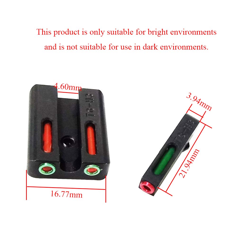 **High-Visibility Red & Green Fiber-Optic Sights for Glock Pistols – Front & Rear Handgun Sights – Perfect for Low Light & Tactical Shooting**