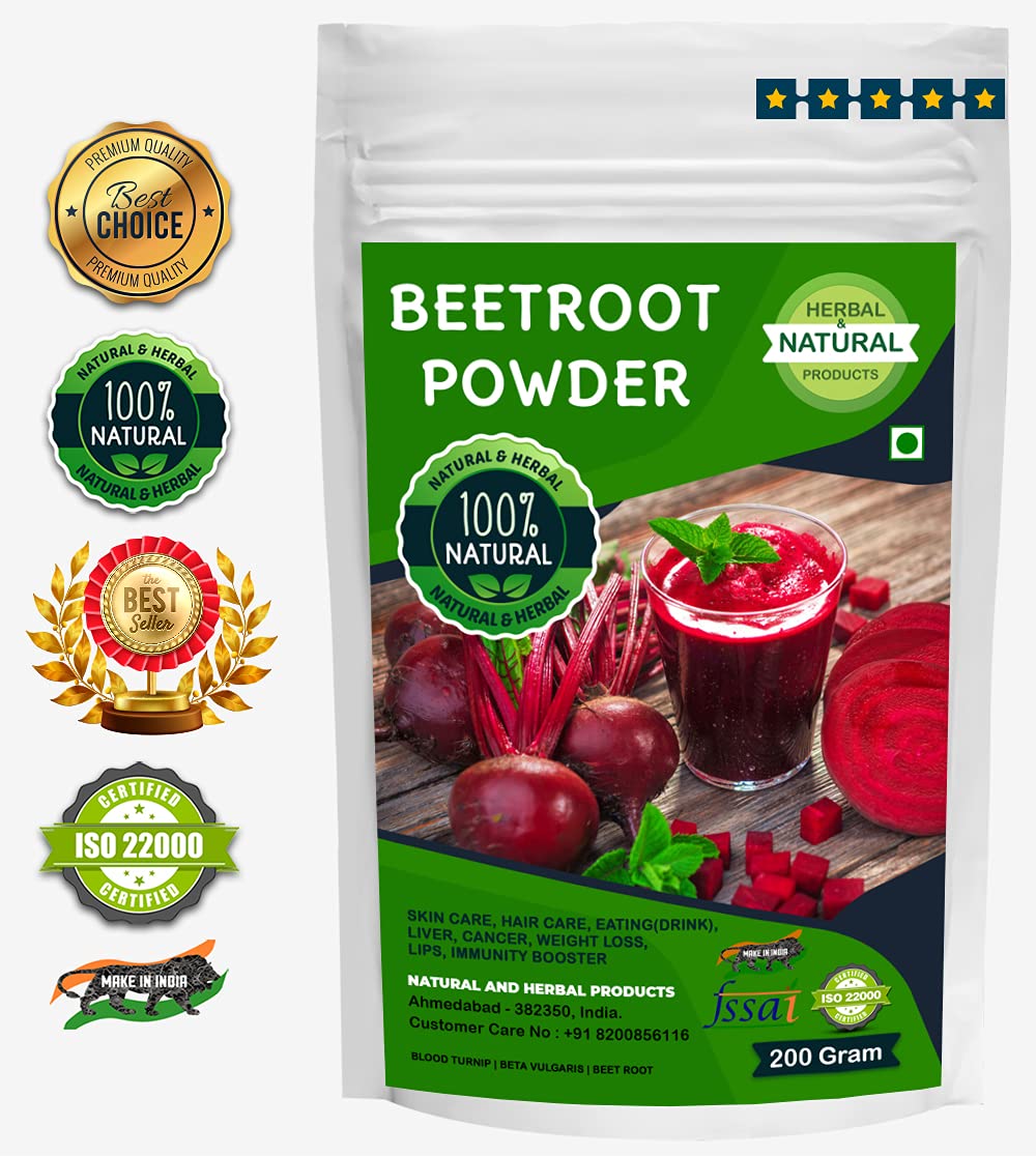 Organic Beetroot Powder | Natural Beta Vulgaris Supplement for Skin Care (Face Mask), Hair Growth, Weight Loss, Immune Support & Healthy Drinks - 200g | Perfect for Smoothies, Baking & DIY Beauty Treatments