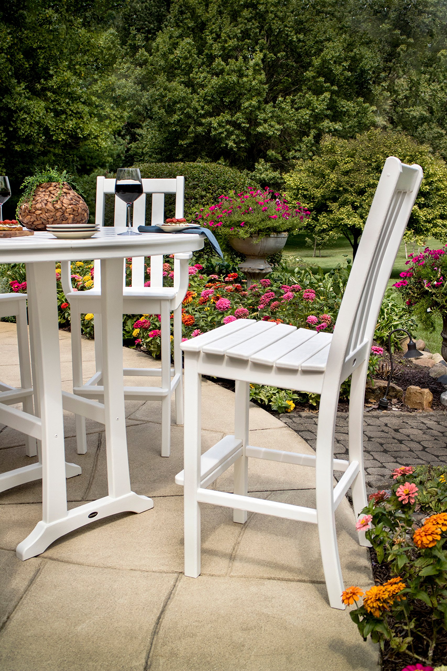 POLYWOOD® Vineyard Bar Side Chair - Durable Outdoor Furniture in Green - Perfect for Patio, Deck, and Garden Seating