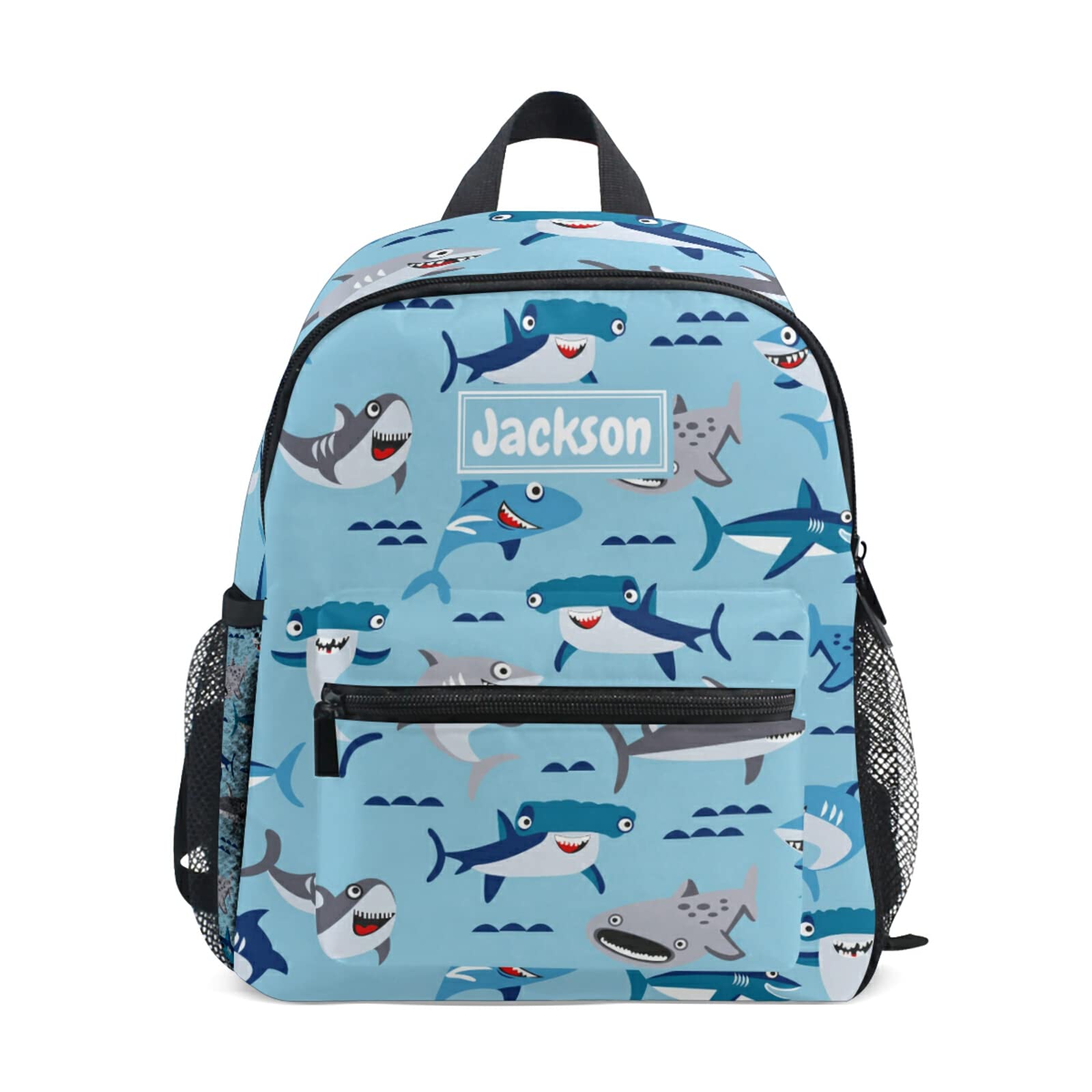 Custom Shark Kids Backpack with Name - Personalized Toddler Backpack for Boys & Girls | Adjustable Chest Strap | Durable Preschool Backpack for School, Travel & Outdoor Adventures