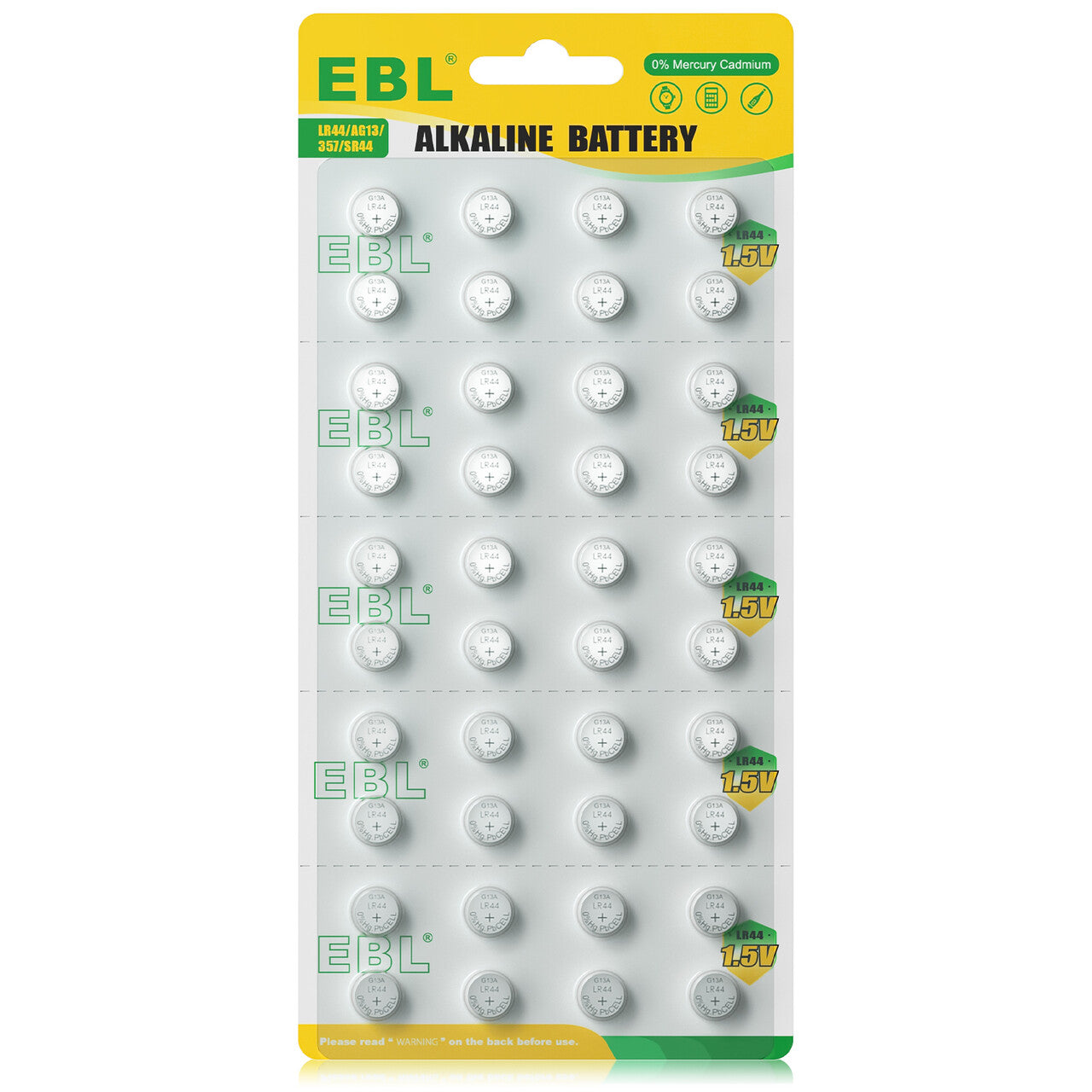 EBL LR44 AG13 Alkaline Button Cell Batteries (10-Pack) - Long-Lasting Power for Watches, Calculators, Toys & More - High-Performance 1.5V Coin Batteries