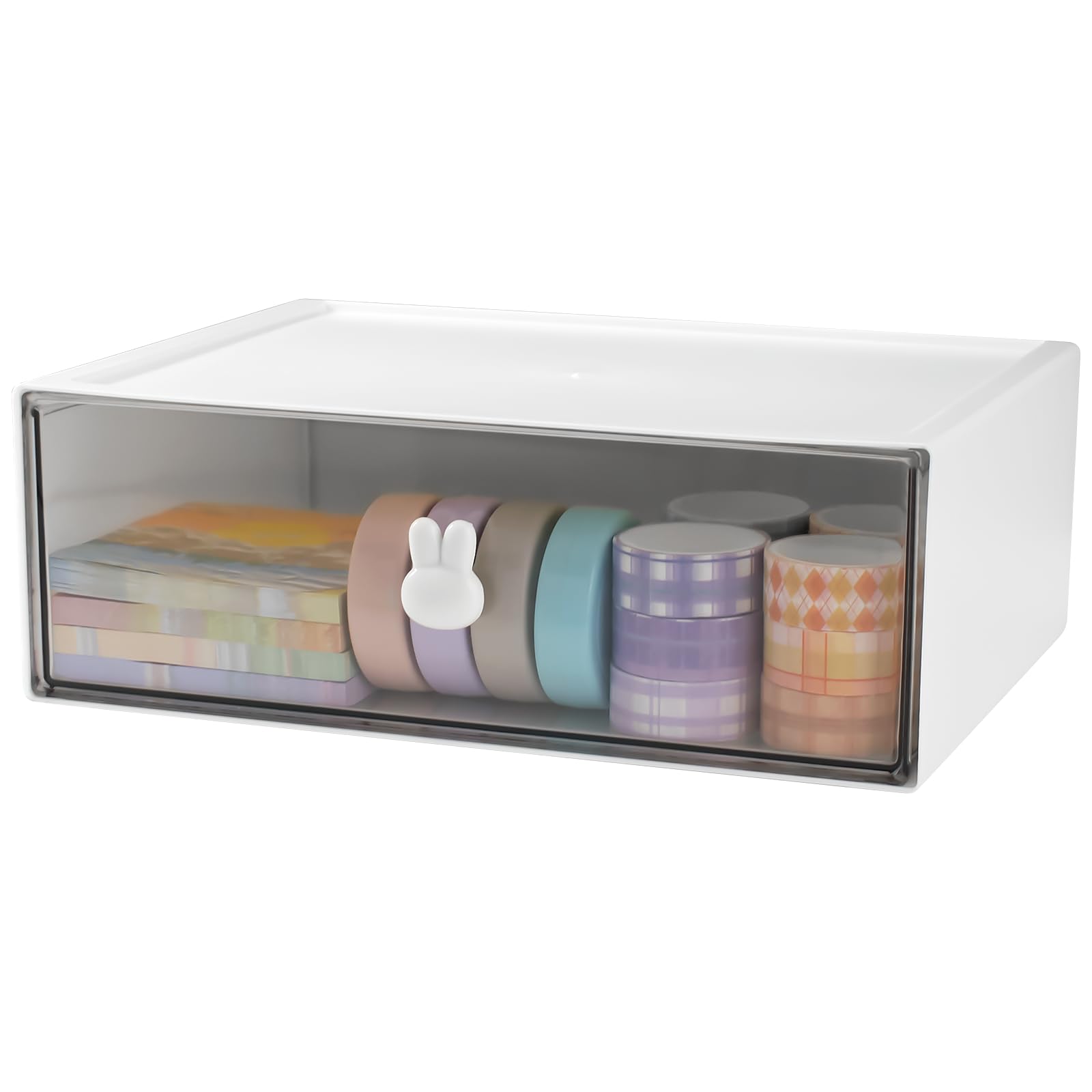 VACONICO Stackable Desk Organizer - 1 Drawer for Office & Bathroom Storage (White)