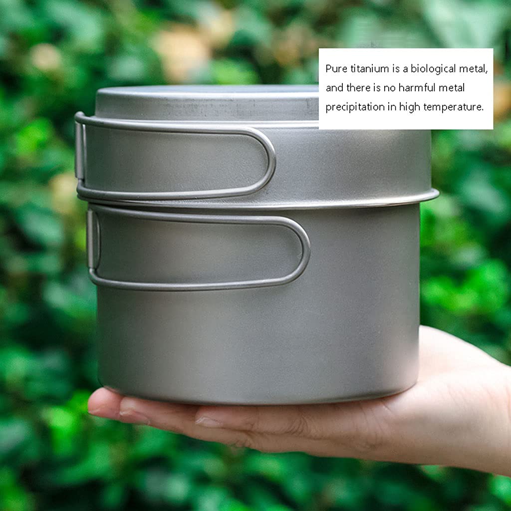Lightweight Titanium Camping Cookware Set - 1450ml Pot & Pan for Outdoor Adventures