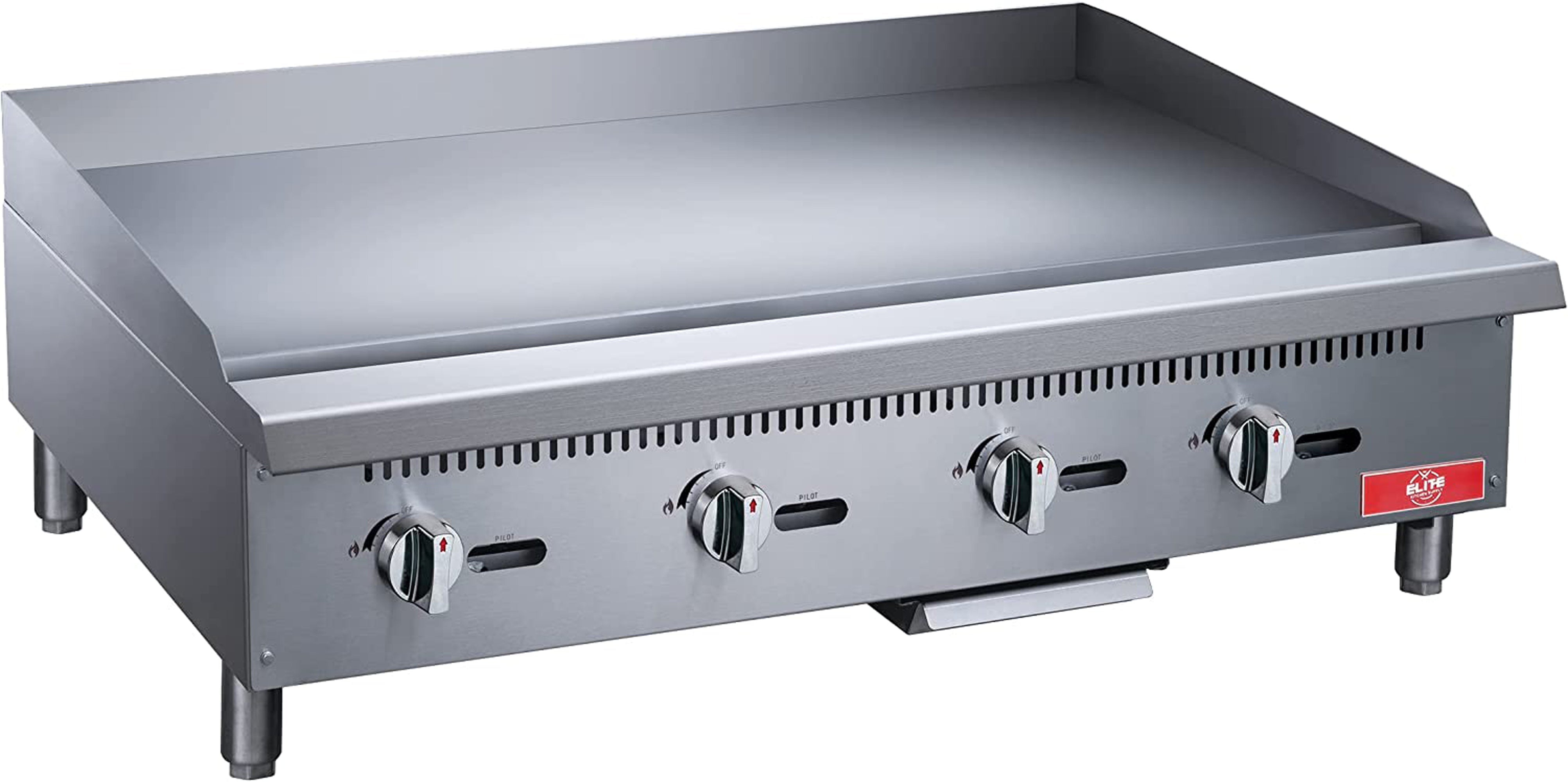 ECGM48 48-Inch 4-Burner Commercial Griddle for Restaurants, Diners & Food Trucks – Heavy Duty Stainless Steel Flat Top Grill for Professional Cooking