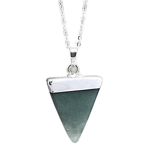 Excel Luck Crystal Triangle Necklace - Green Aventurine Gemstone Pendant with Silver Plated Chain | Healing Crystal Jewelry for Good Fortune & Positive Energy | Perfect for Meditation, Spiritual Healing & Everyday Wear