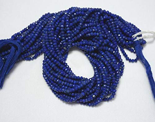 GemAbyss 3.5mm Faceted Lapis Lazuli Beads - Natural Blue Gemstone Rondelle for Jewelry Making, DIY Bracelets & Necklaces (13.5 Inch Strand, Code-MVG-31167) - Perfect for Boho, Meditation & Healing Jewelry Designs