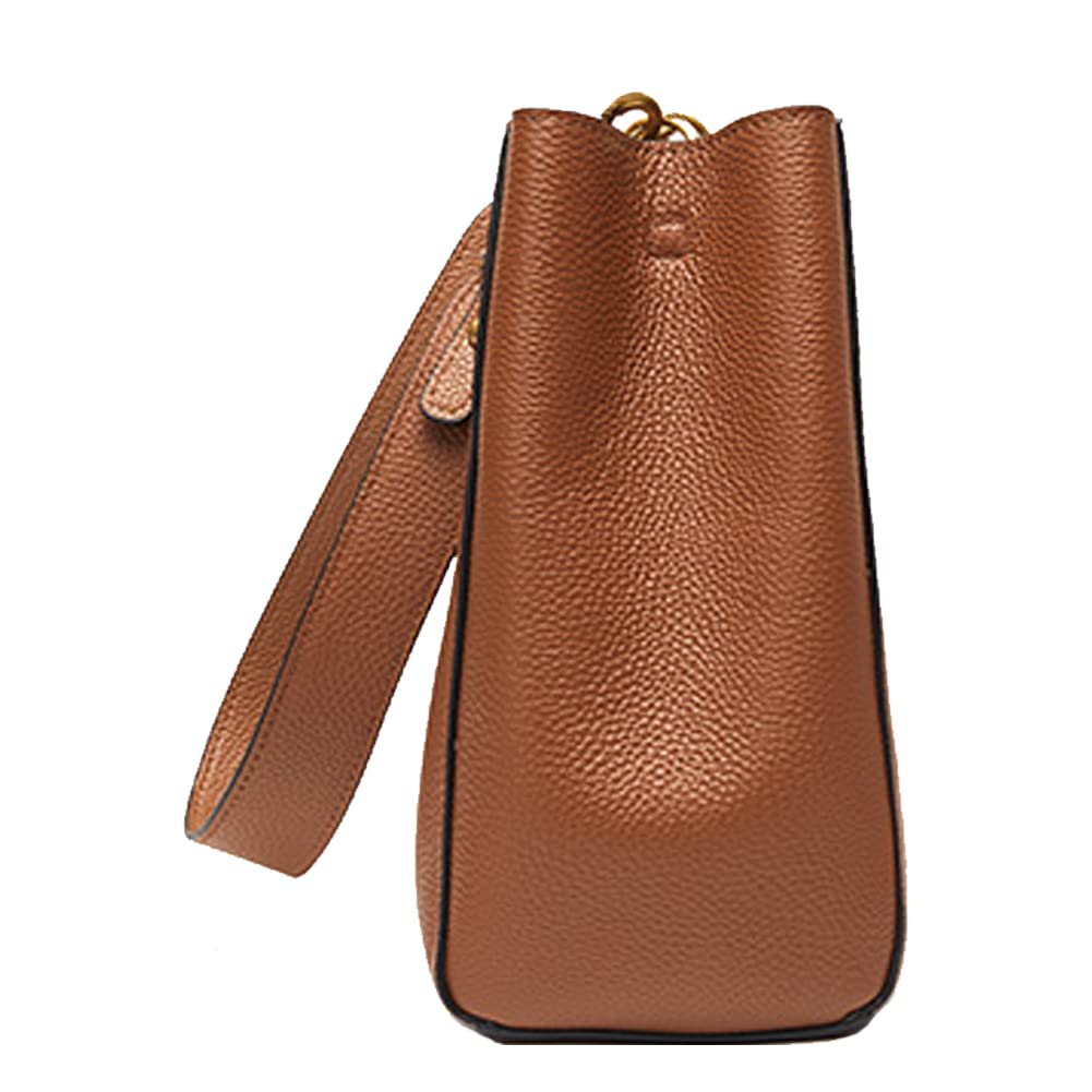 Genuine Leather Shoulder Bag for Women - Large Capacity Tote Bucket Bag Retro Handbag Commuter Satchel Purse | Perfect for Work, Travel & Everyday Use