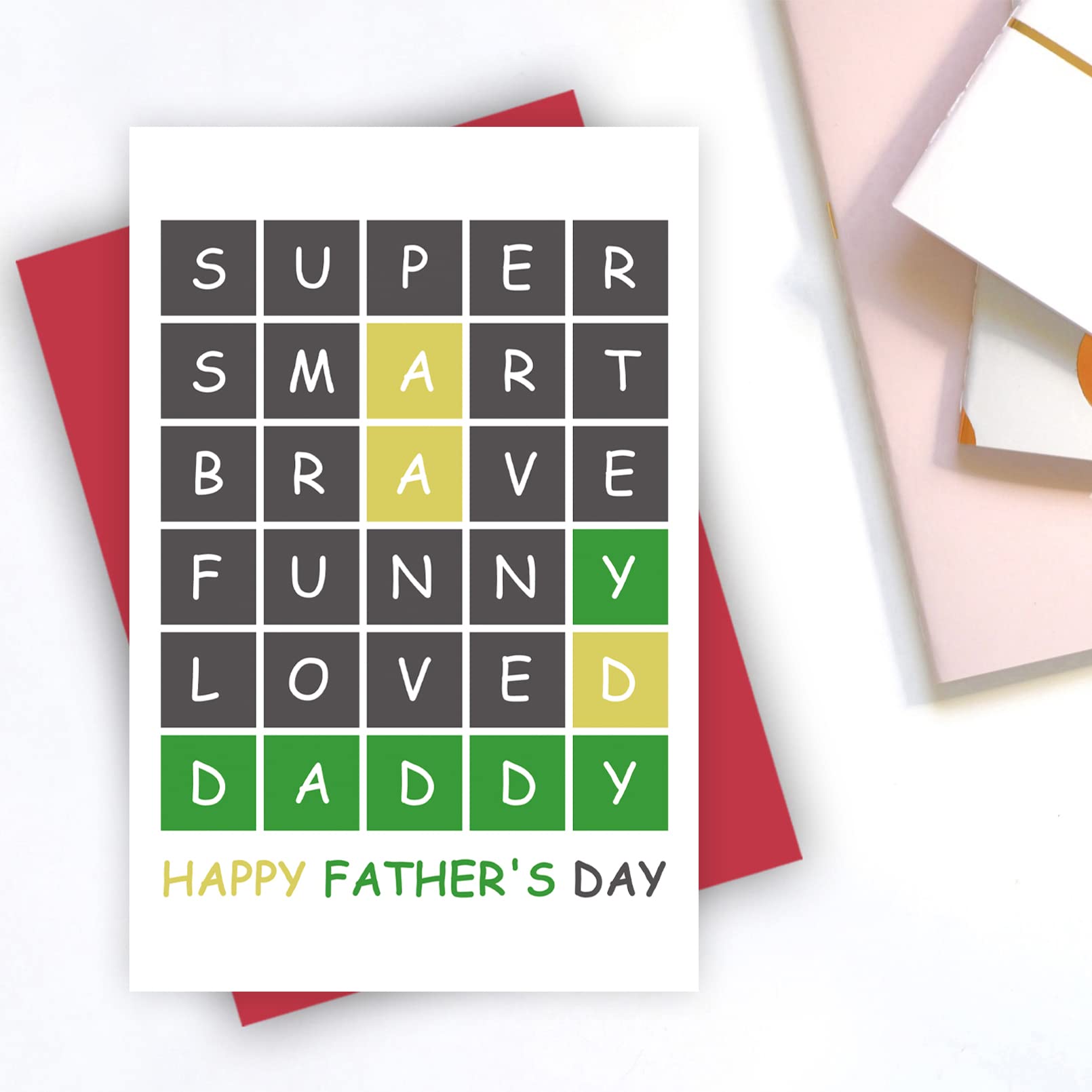 Wordle Game Father's Day Card - Unique Gift for Dad from Kids