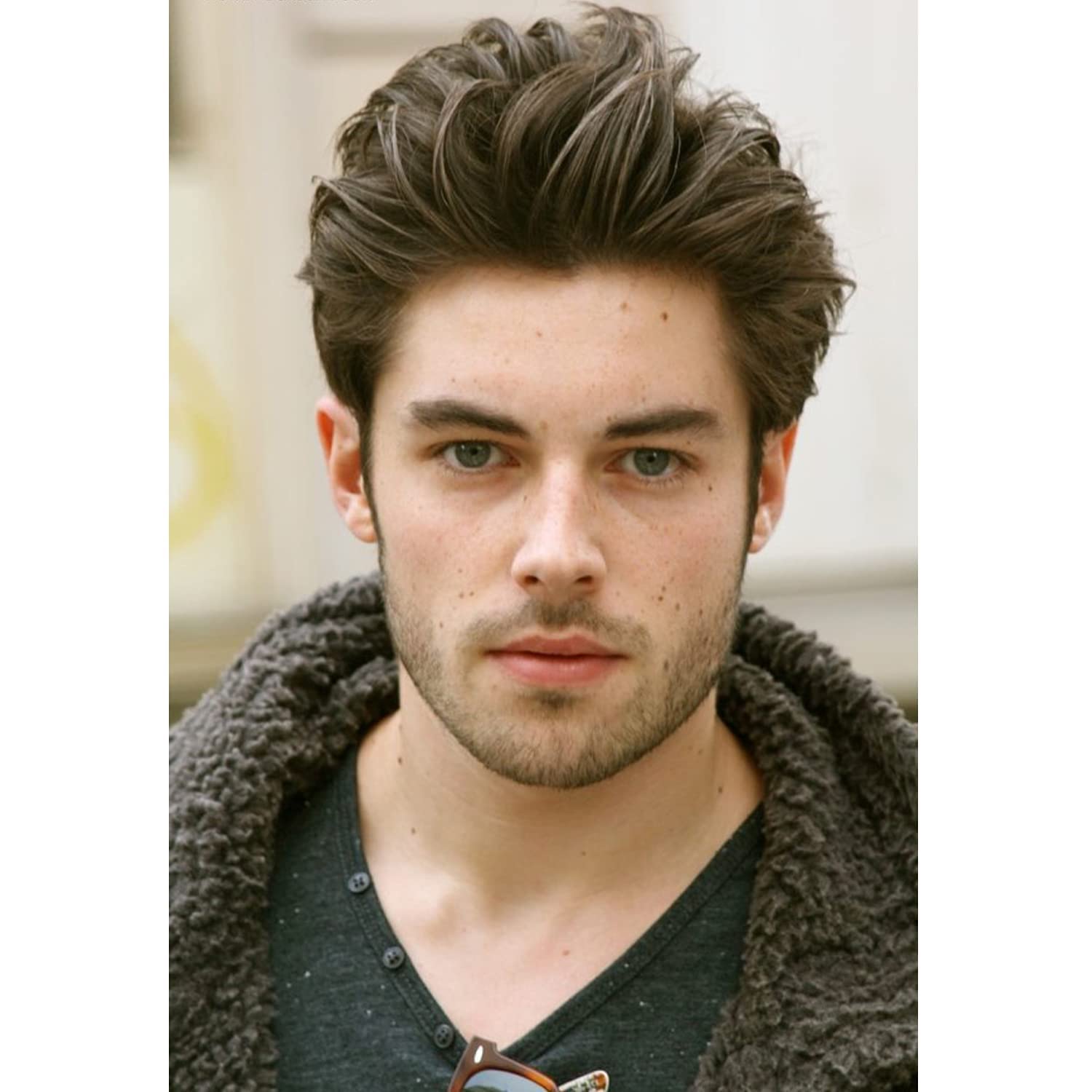 **Men's Toupee Soft Thin Skin 0.06mm PU 10x8 Inch Hair Replacement System - 100% European Human Hair #17 Ash Brown - Natural Look for Daily Wear & Special Occasions**