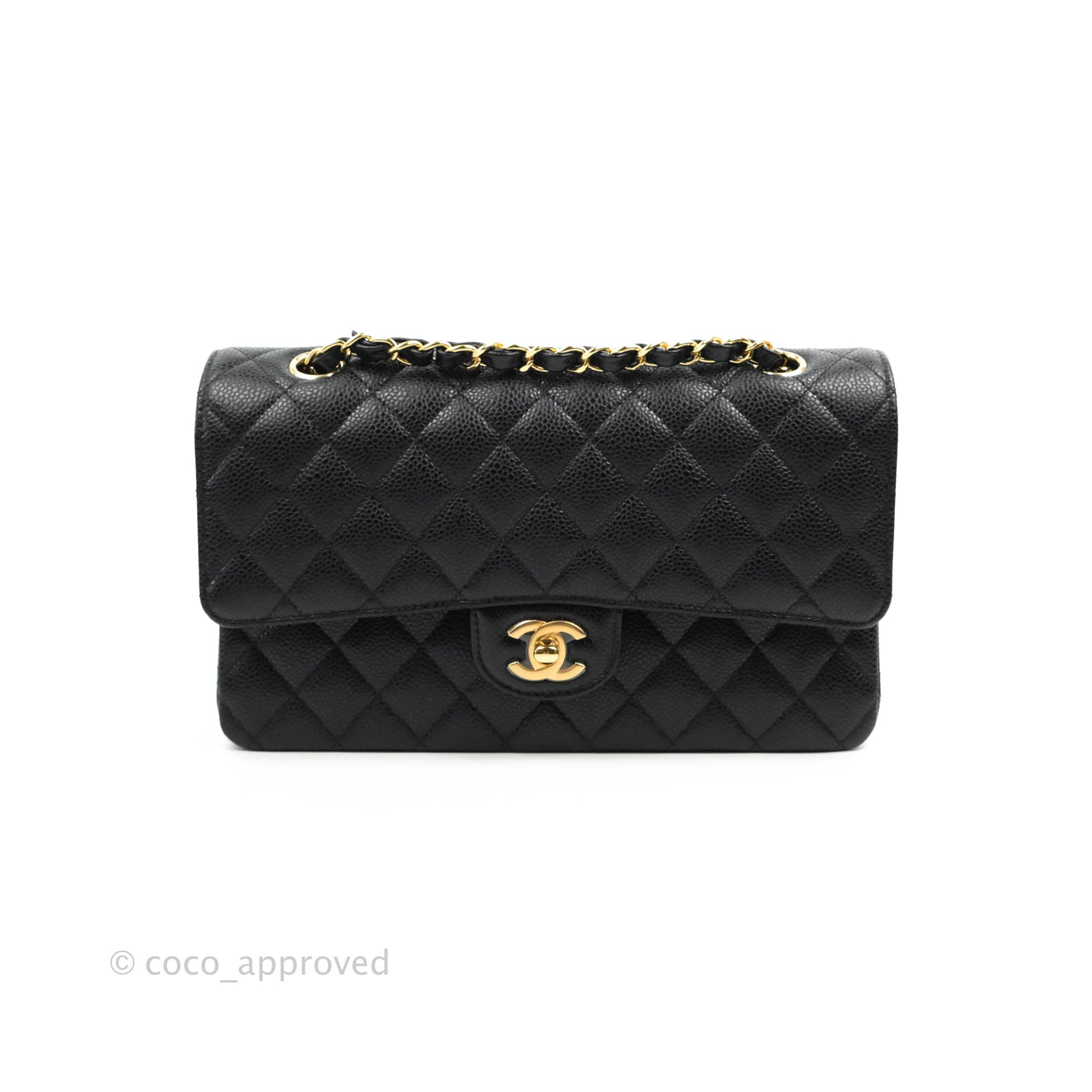 Chanel Classic Medium Double Flap Bag in Black Caviar Leather with Gold Hardware - Luxury Designer Handbag for Women, Perfect for Work, Evening Events & Everyday Use