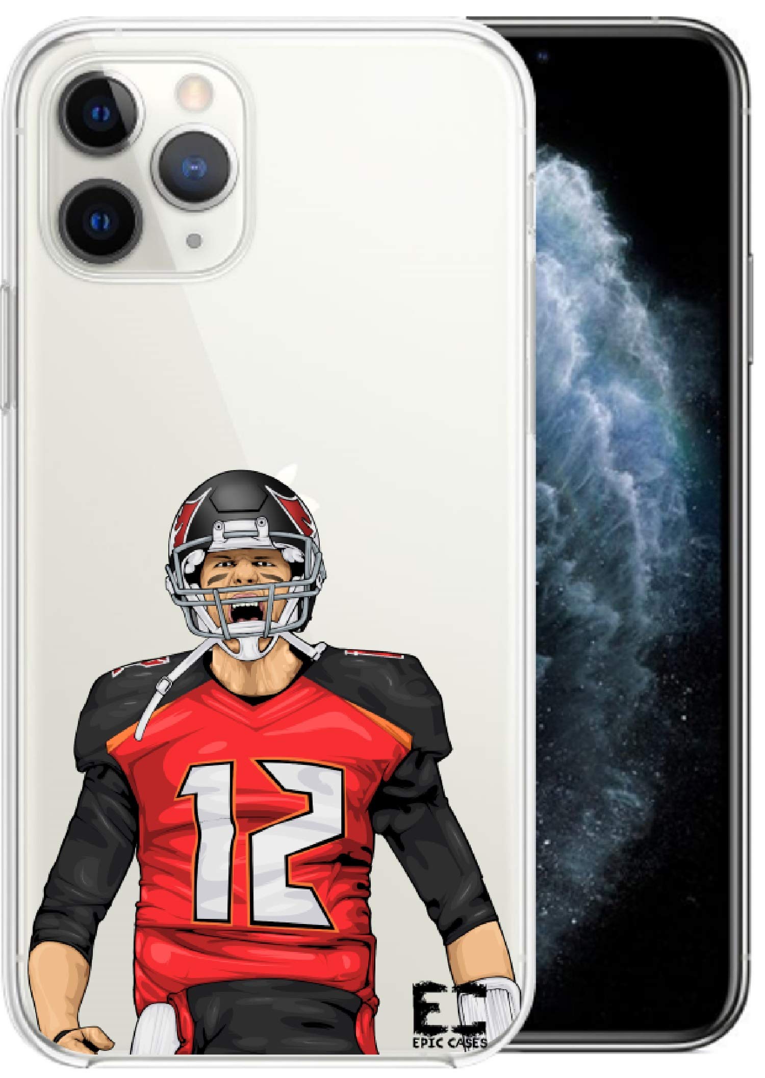 Ultra Slim Crystal Clear Football Series TPU Case for iPhone 12 Pro Max - Soft Transparent Protective Cover with Brady The Goat Design | Perfect for Everyday Use, Sports & Outdoor Activities