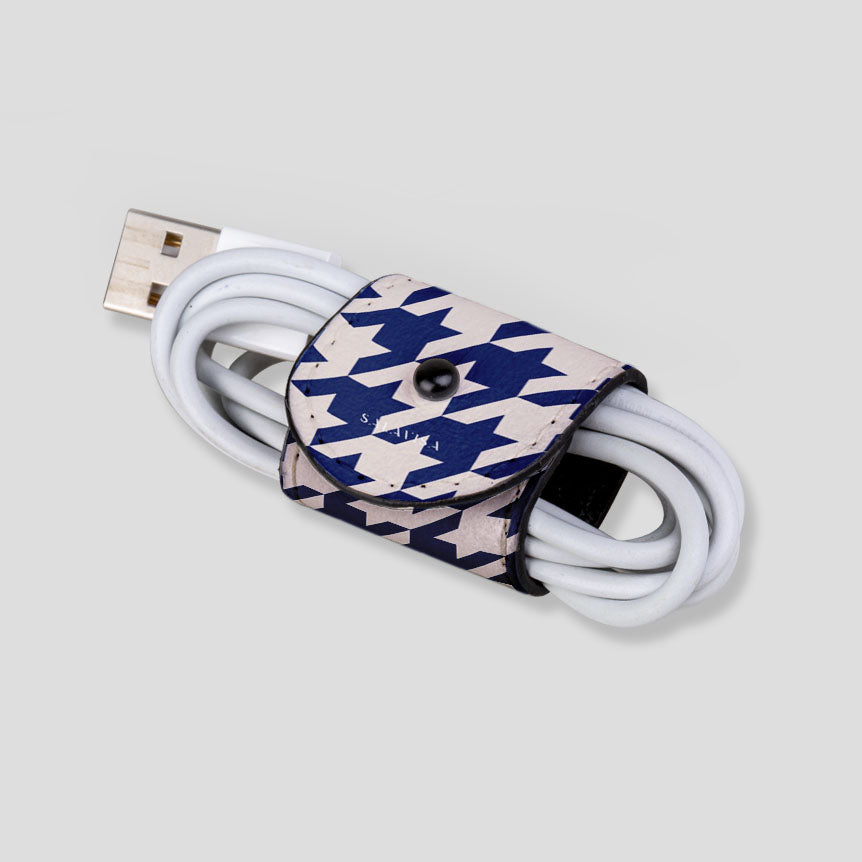 Blue Houndstooth Eco-Friendly Reusable Gift Wrap with Cord - Perfect for Birthday, Christmas & Wedding Presents