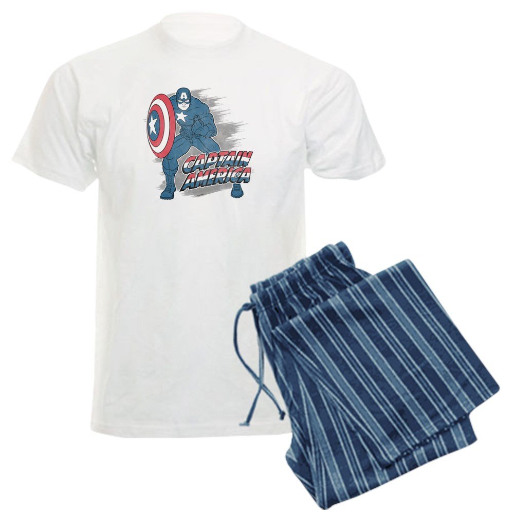 Vintage Captain America Men's Lightweight Pajama Set - Soft Cotton Sleepwear for Superhero Fans | Perfect for Lounge, Sleep & Marvel Movie Nights