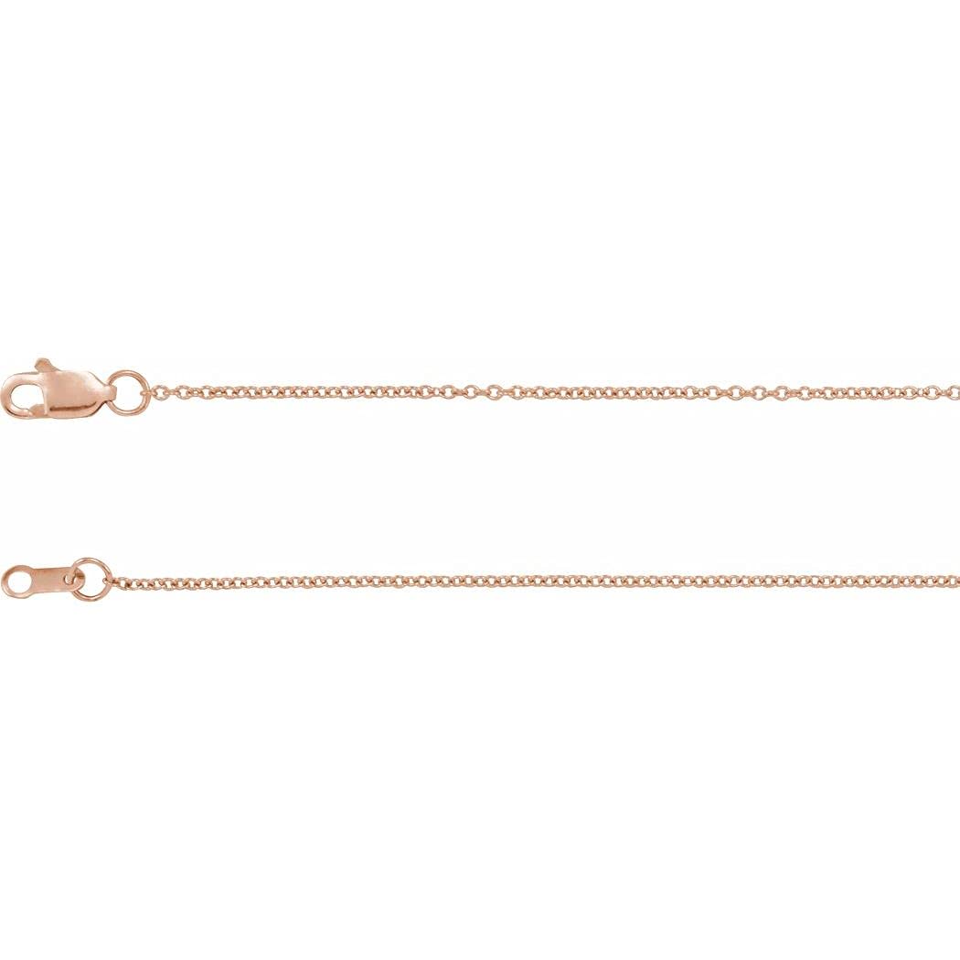 10k Rose Gold 1mm Solid Cable Chain Necklace for Women & Men - Dainty Layering Jewelry, Gift for Anniversary, Wedding & Everyday Wear