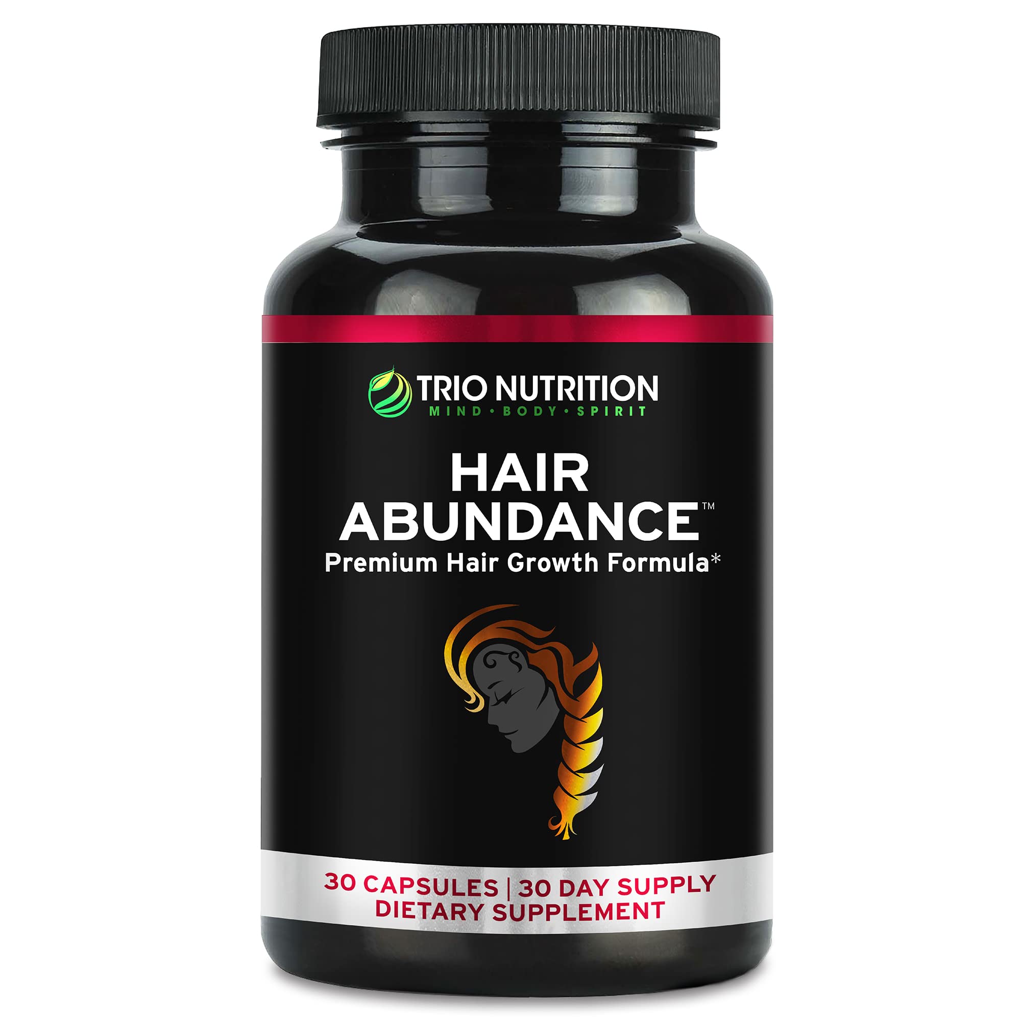Trio Nutrition Biotin Hair Growth Vitamins 10000mcg - Strengthen Hair, Skin & Nails with Collagen & Keratin - Essential Minerals Supplement for Thicker Hair - 30 Day Supply - Perfect for Daily Hair Care & Beauty Routine