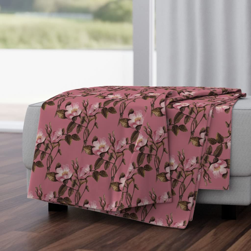 50x70 Inch Plush Minky Throw Blanket - Botanical Rose Watercolor Vintage Print | Soft Cozy Blanket for Bed, Sofa & Nursery | Perfect Gift for Women & Home Decor