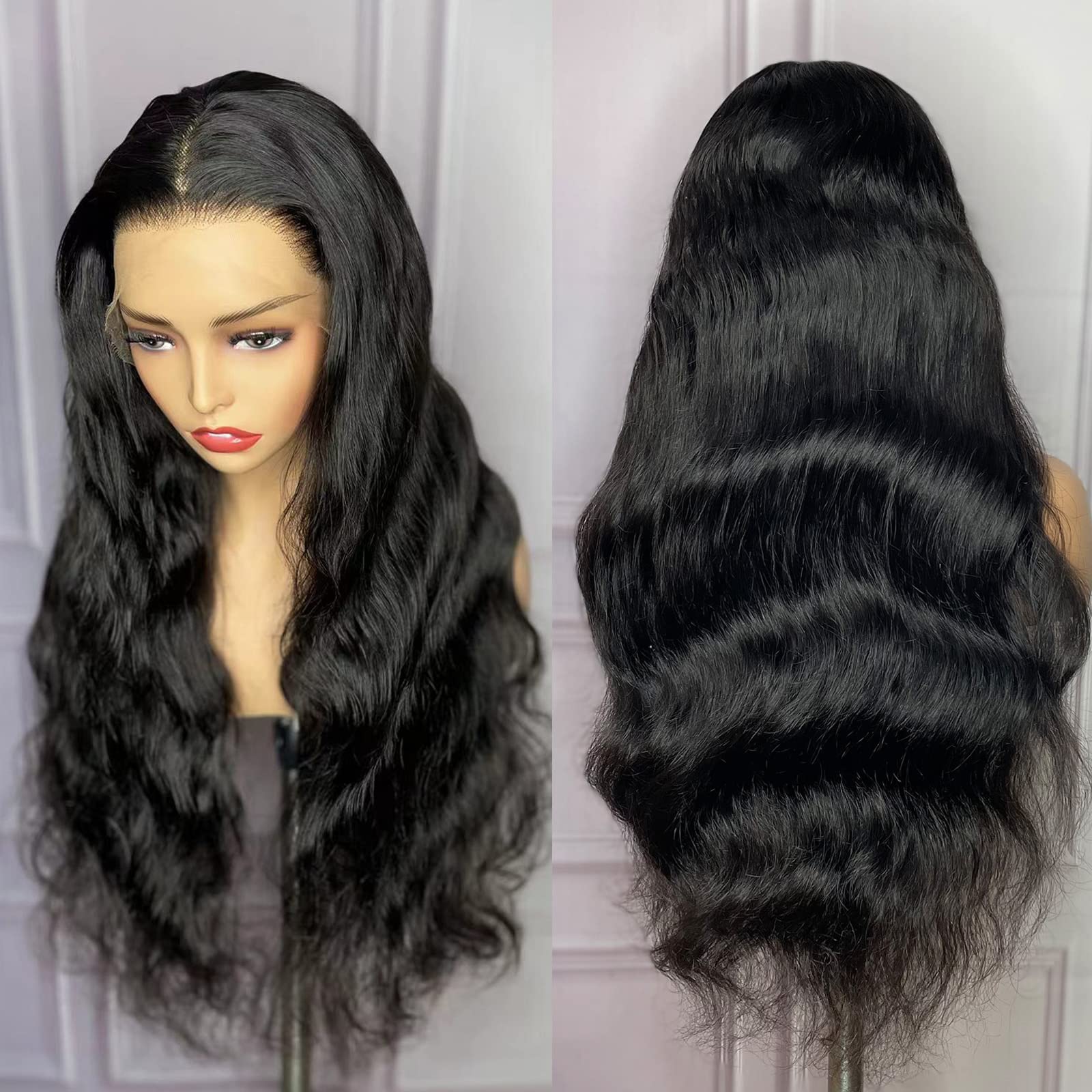 13X6 HD Lace Front Human Hair Wigs - Brazilian Virgin Body Wave Wig with Baby Hair & Pre-Plucked Hairline for Black Women | 180% Density, Natural Color, 14 Inch Length | Perfect for Daily Wear, Parties, Weddings & Special Occasions