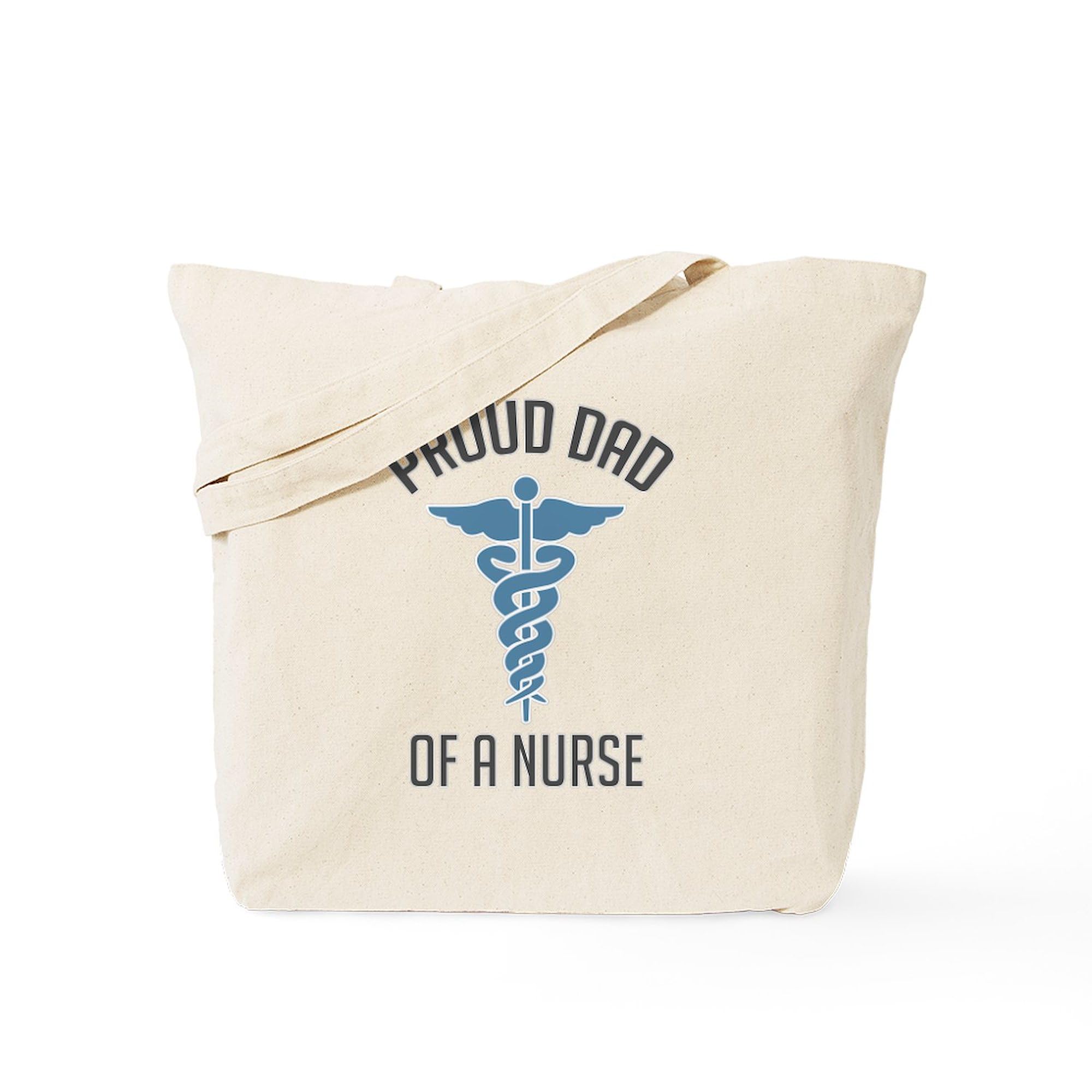 Proud Dad of a Nurse Tote Bag - Natural Canvas Reusable Shopping Tote for Nurses & Healthcare Workers - Perfect for Work, Groceries & Gifts