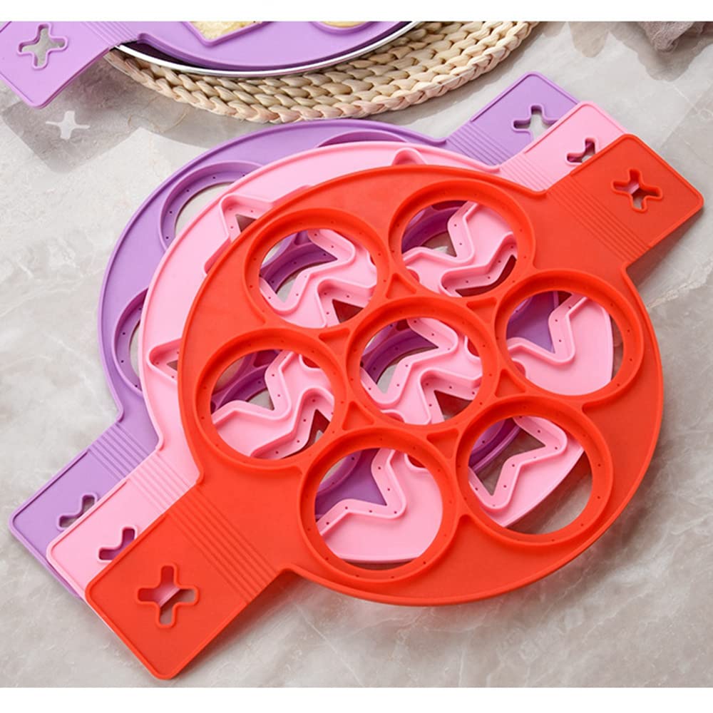 Nonstick Silicone Pancake & Egg Rings - Reusable Round Molds for Perfect Pancakes, Fried Eggs - Kitchen Baking & Cooking Tools for Breakfast, Brunch, Camping & Family Cooking