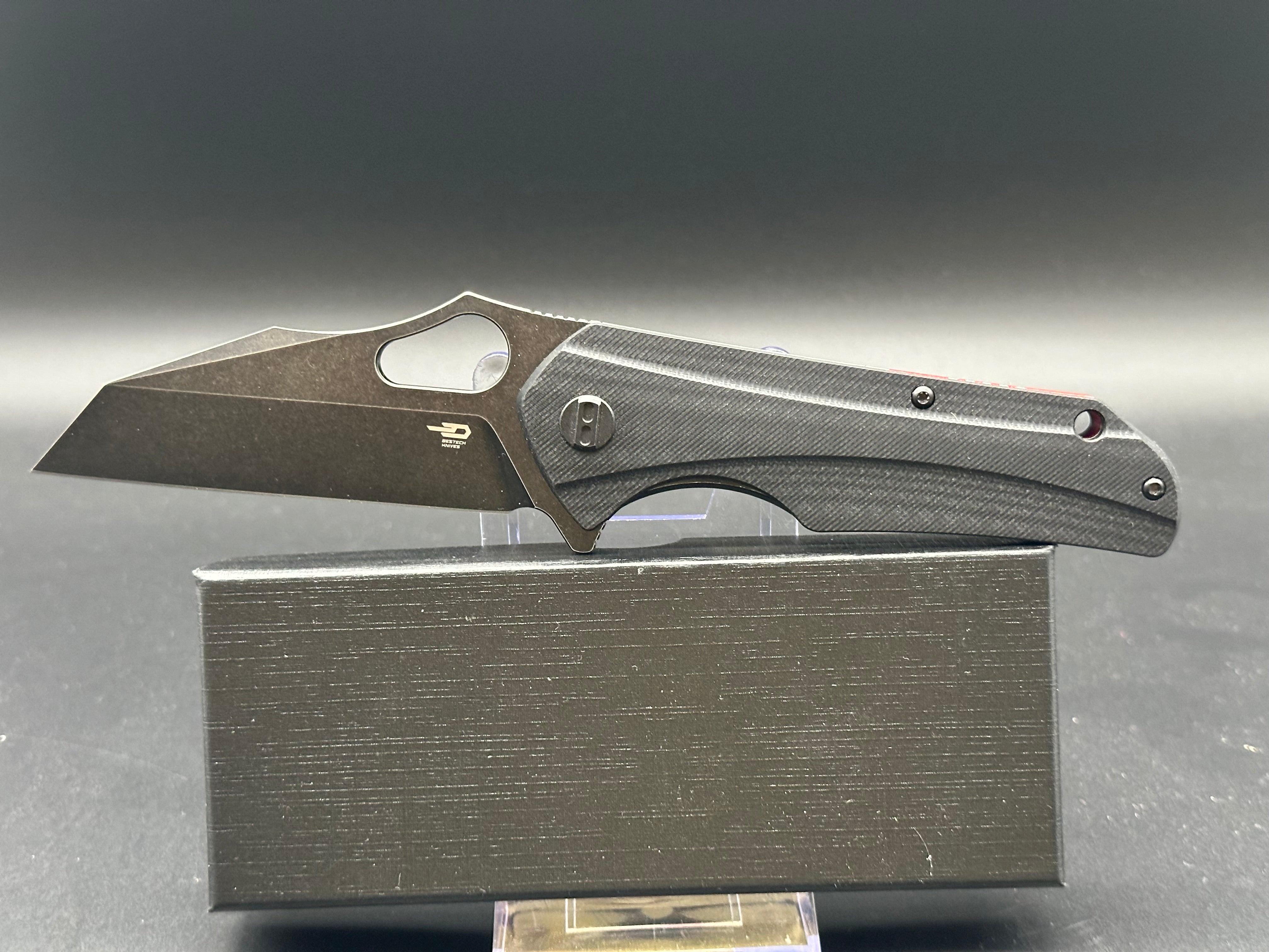 Bestech Operator Folding Knife - Black G10 Handle with D2 Steel Blade | EDC, Camping, Survival & Outdoor Activities