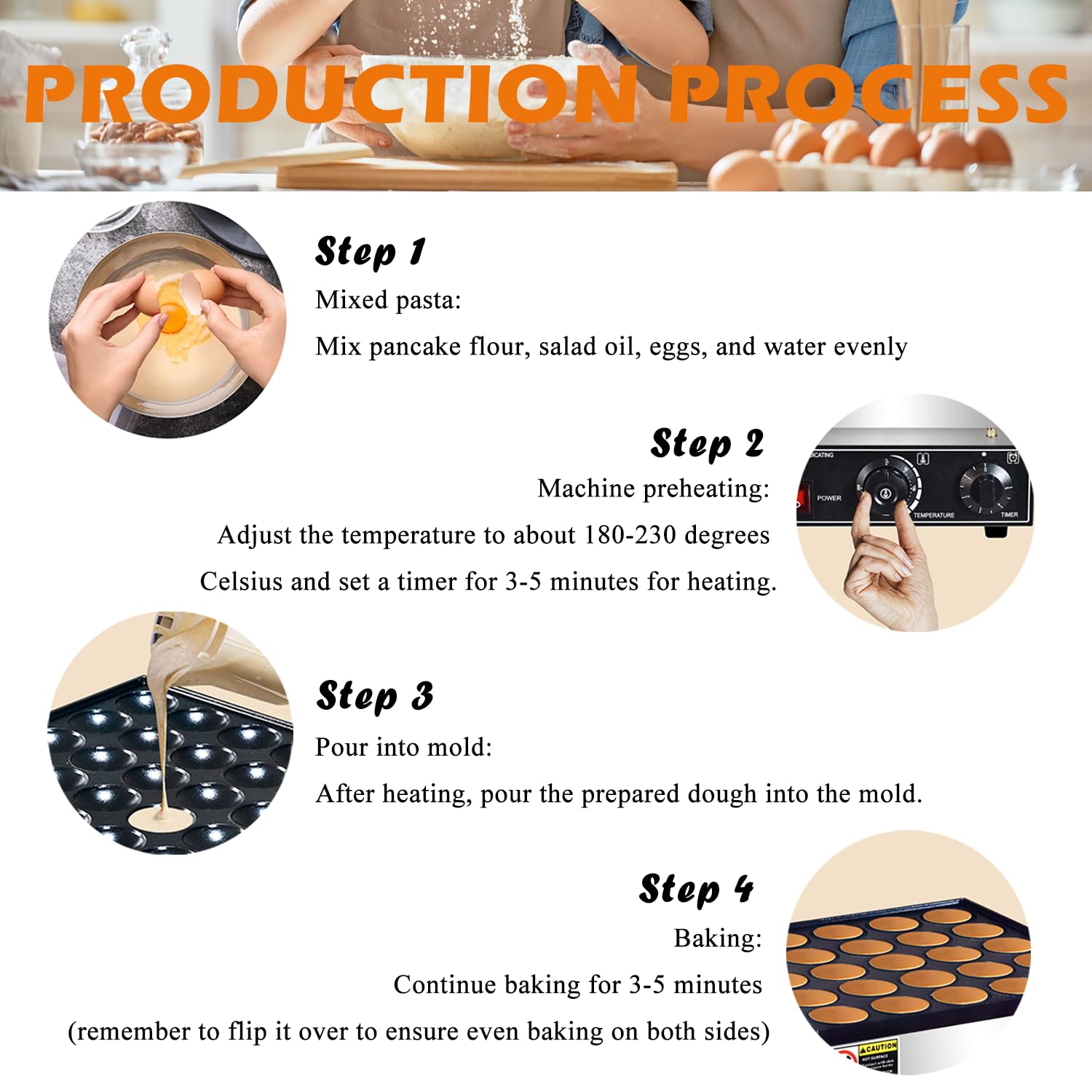 110V Commercial Mini Dutch Pancake Maker - 36PCS Nonstick Dorayaki & Poffertjes Grill Machine, Stainless Steel Breakfast Baker for Restaurants, Cafes - Perfect for Dutch Pancakes, Japanese Dorayaki, Sweet Snacks & Desserts