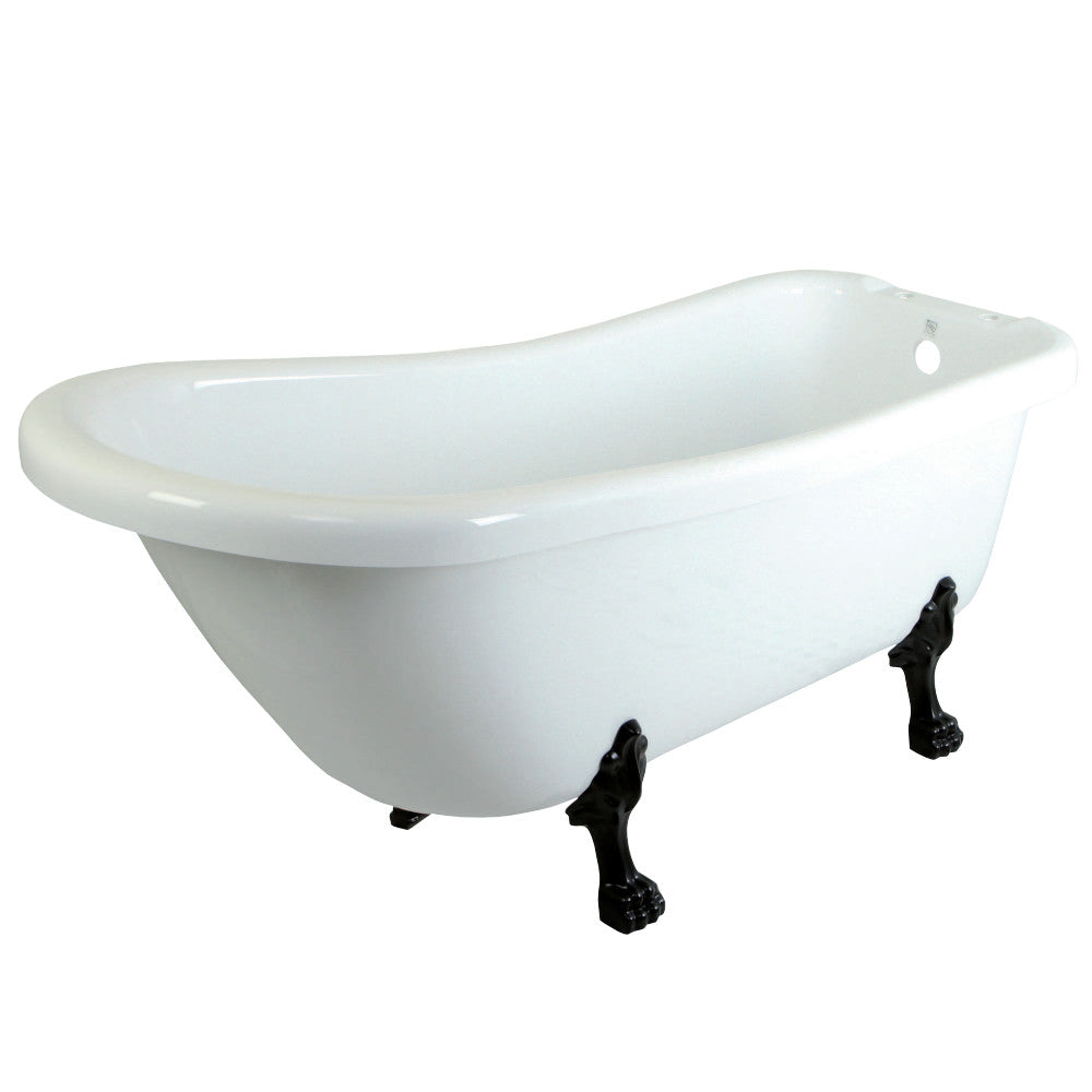 Aqua Eden VTDE692823C5 67 Inch Acrylic Single Slipper Clawfoot Tub with 7 Inch Faucet Drillings, White/Oil Rubbed Bronze