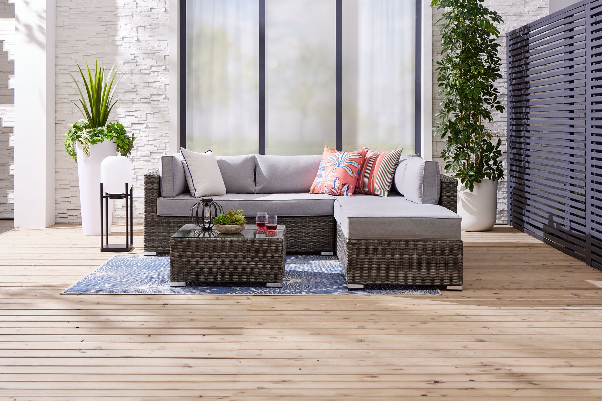 Cove 3-Piece Outdoor Sectional Sofa Set - Dark Grey Patio Furniture for Backyard, Garden & Poolside Relaxation