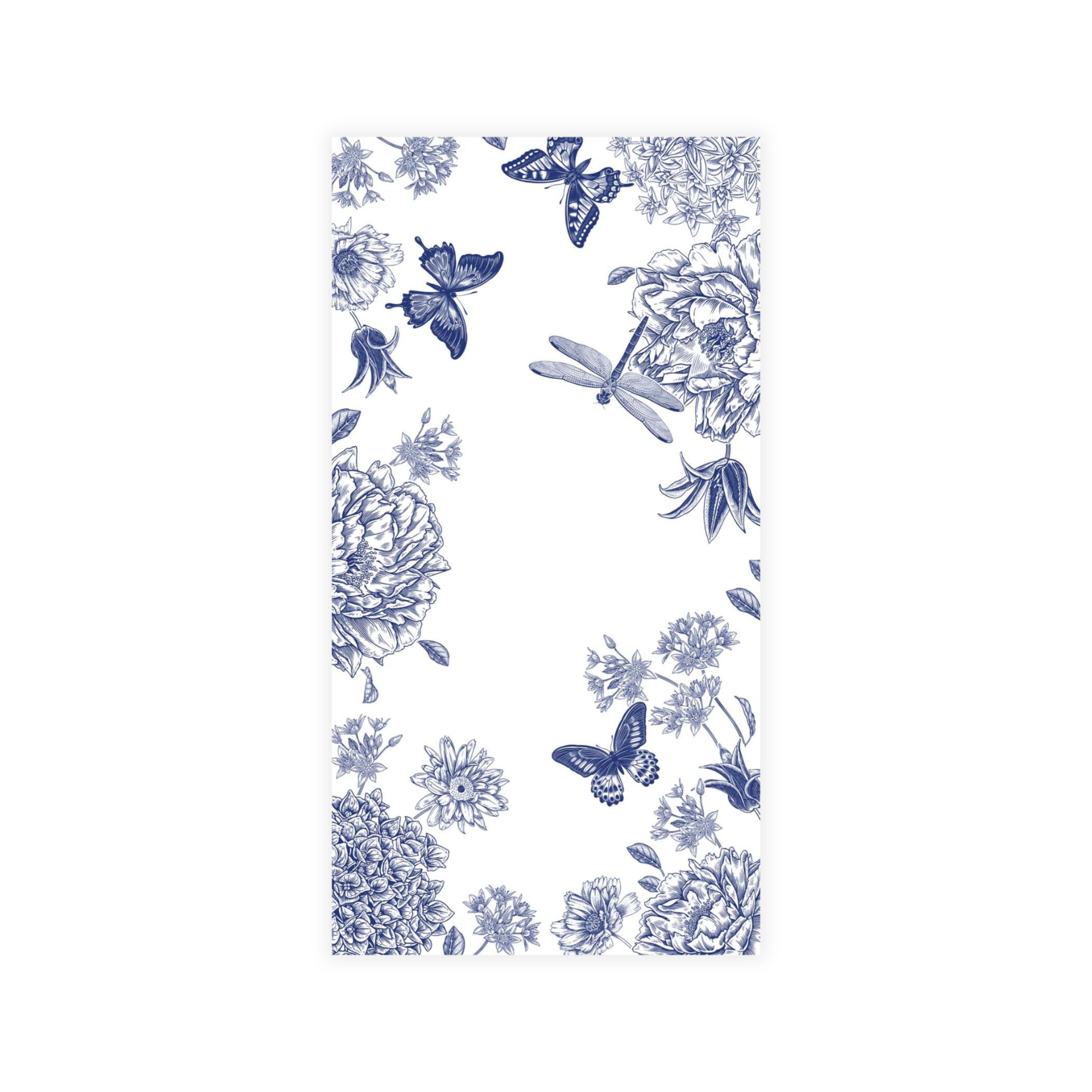 Premium Disposable Linen-Like Paper Guest Towels - 16 Pack | Dragonfly Toile Blue Design | Perfect for Bathrooms, Parties & Luxury Events