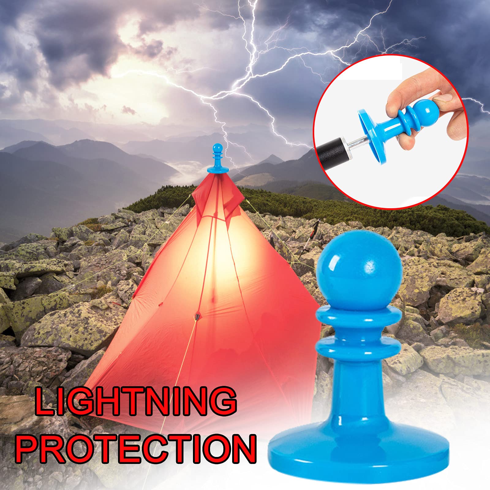 4 Pack Insulated Tent Pole Toppers for Camping & Hiking - Lightning Protection, Durable White Pole Caps for Backpacking Tents - Perfect for Outdoor Adventures & Stormy Weather Protection