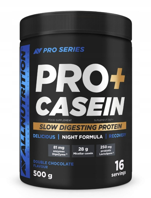 Allnutrition Pro+ Casein Protein Powder 500g - Slow Digesting Protein for Muscle Recovery, Nighttime Use & Post-Workout - Ideal for Athletes & Fitness Enthusiasts